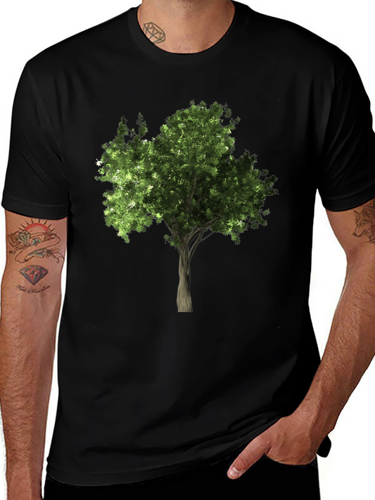 Nature Tree Graphic Tee - Black Cotton Comfort