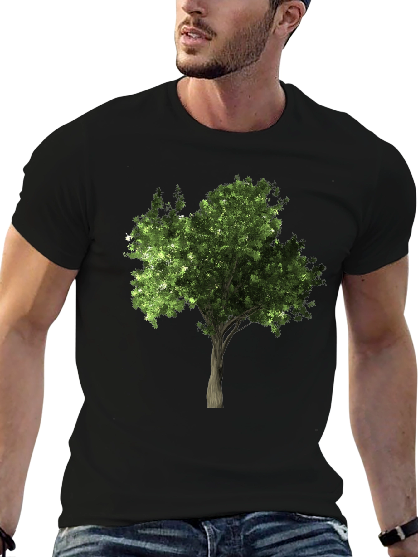 Nature Tree Graphic Tee - Black Cotton Comfort