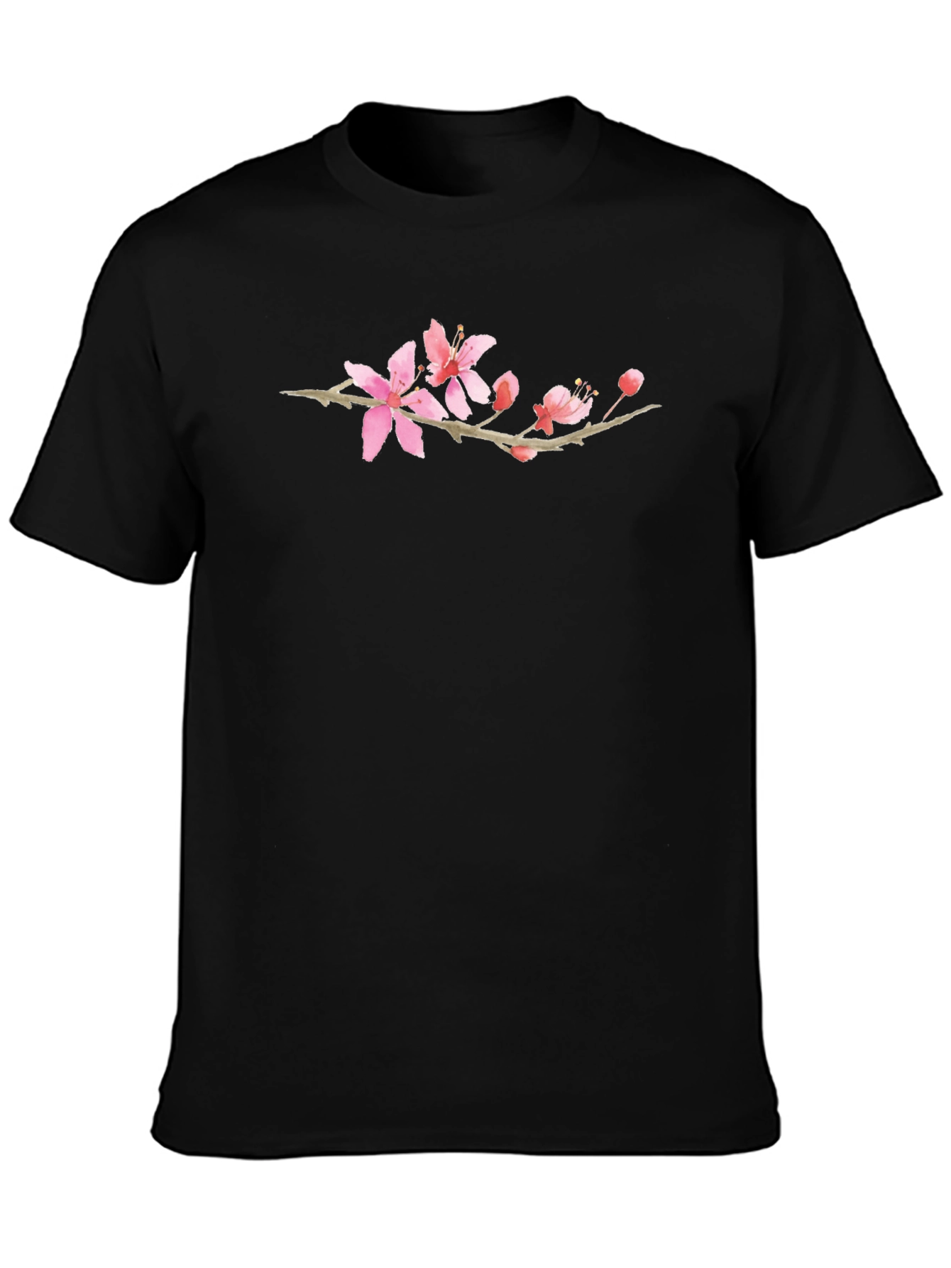 Floral Branch Black T-Shirt