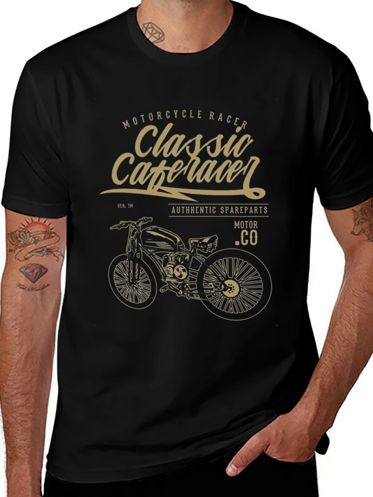 Classic Cafe Racer Motorcycle T-Shirt - Black