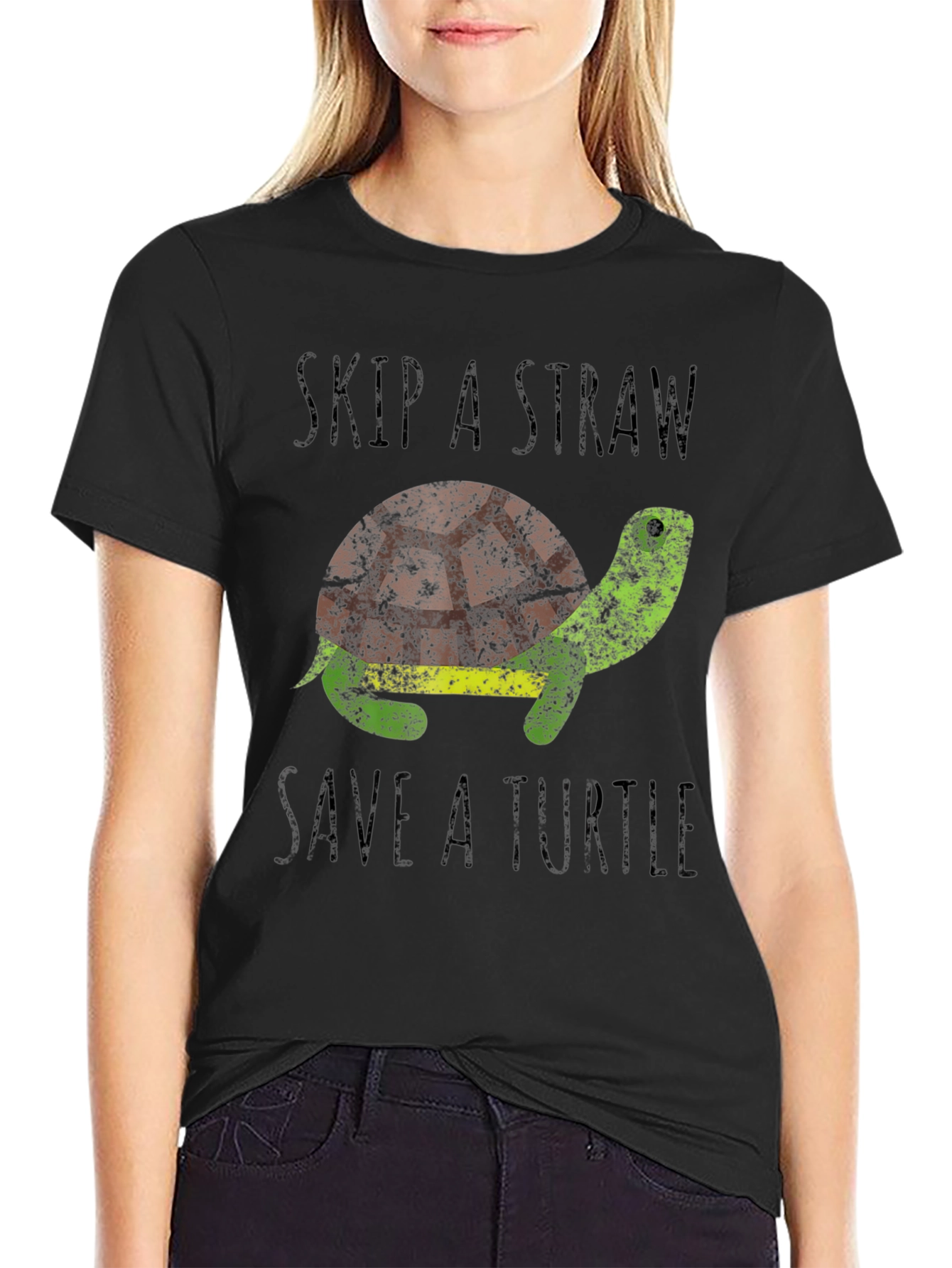 Skip A Straw Save A Turtle Graphic T-Shirt