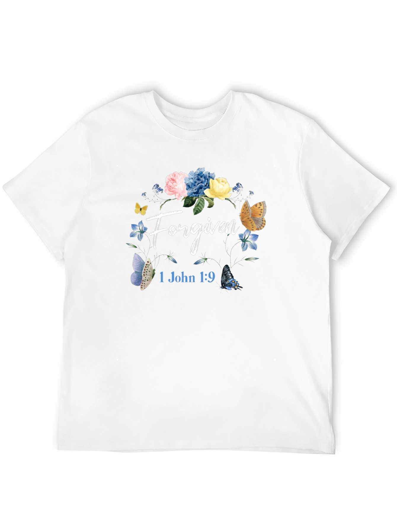 Forgiven Floral Butterfly Graphic T-Shirt