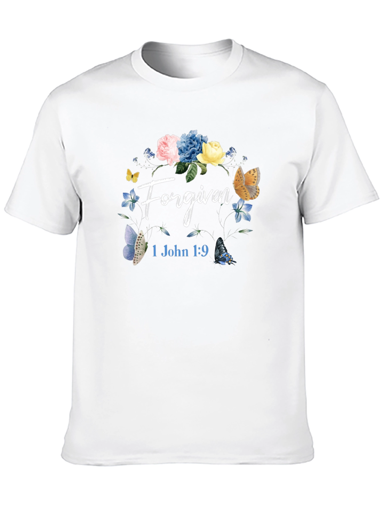 Forgiven Floral Butterfly Graphic T-Shirt