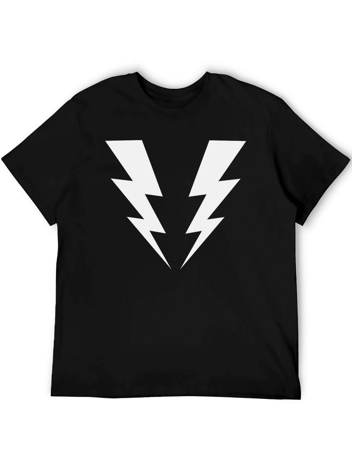 Bold Lightning Bolt Graphic Tee - Black