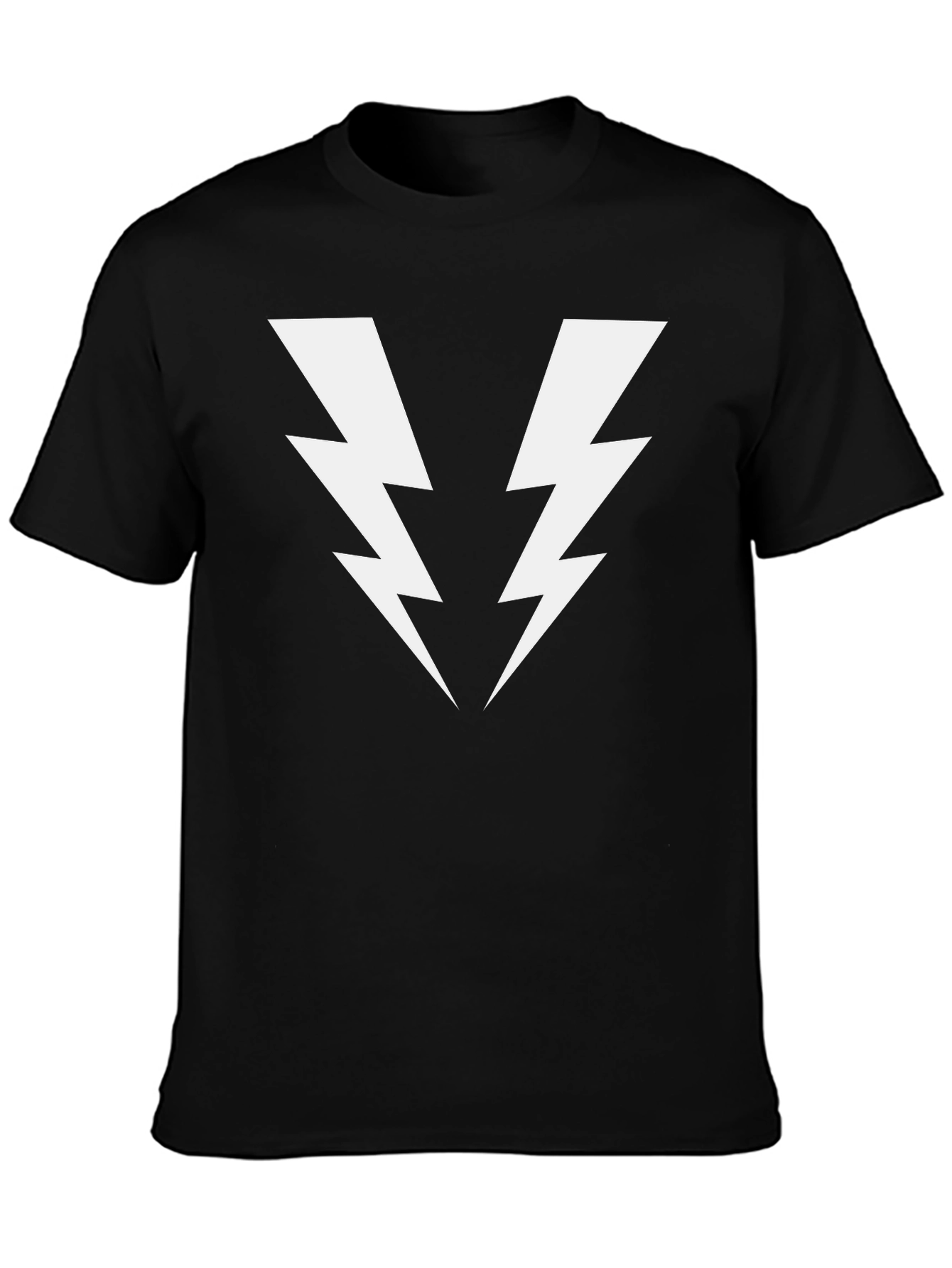 Bold Lightning Bolt Graphic Tee - Black
