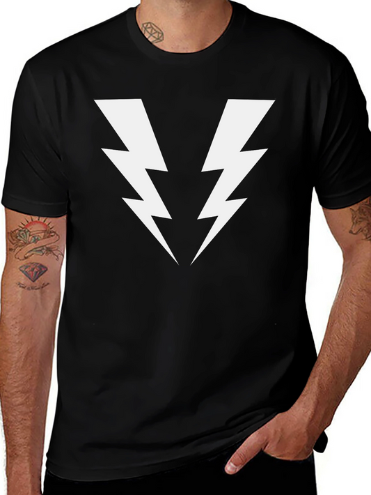Bold Lightning Bolt Graphic Tee - Black