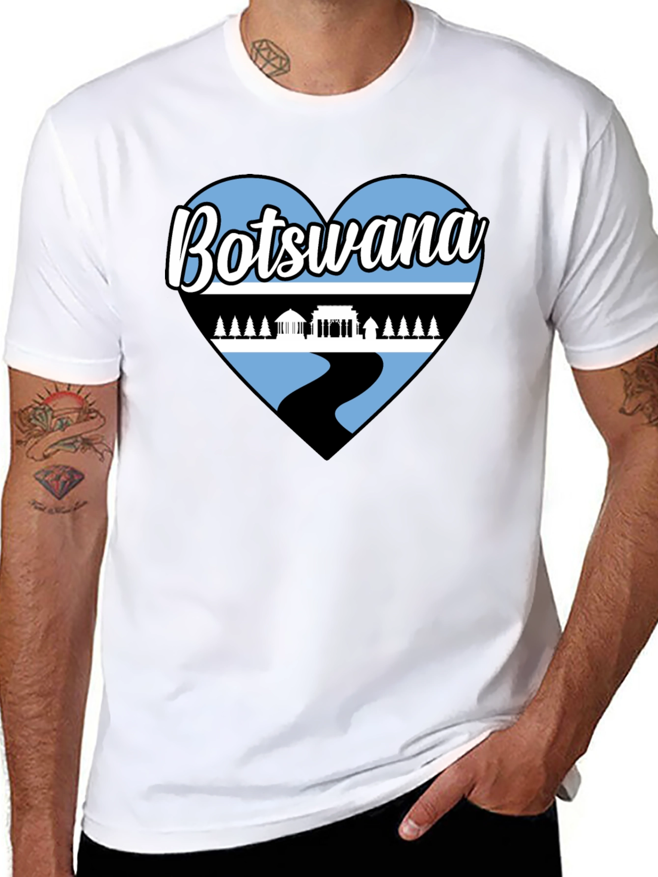 Botswana Heart T-Shirt - Black