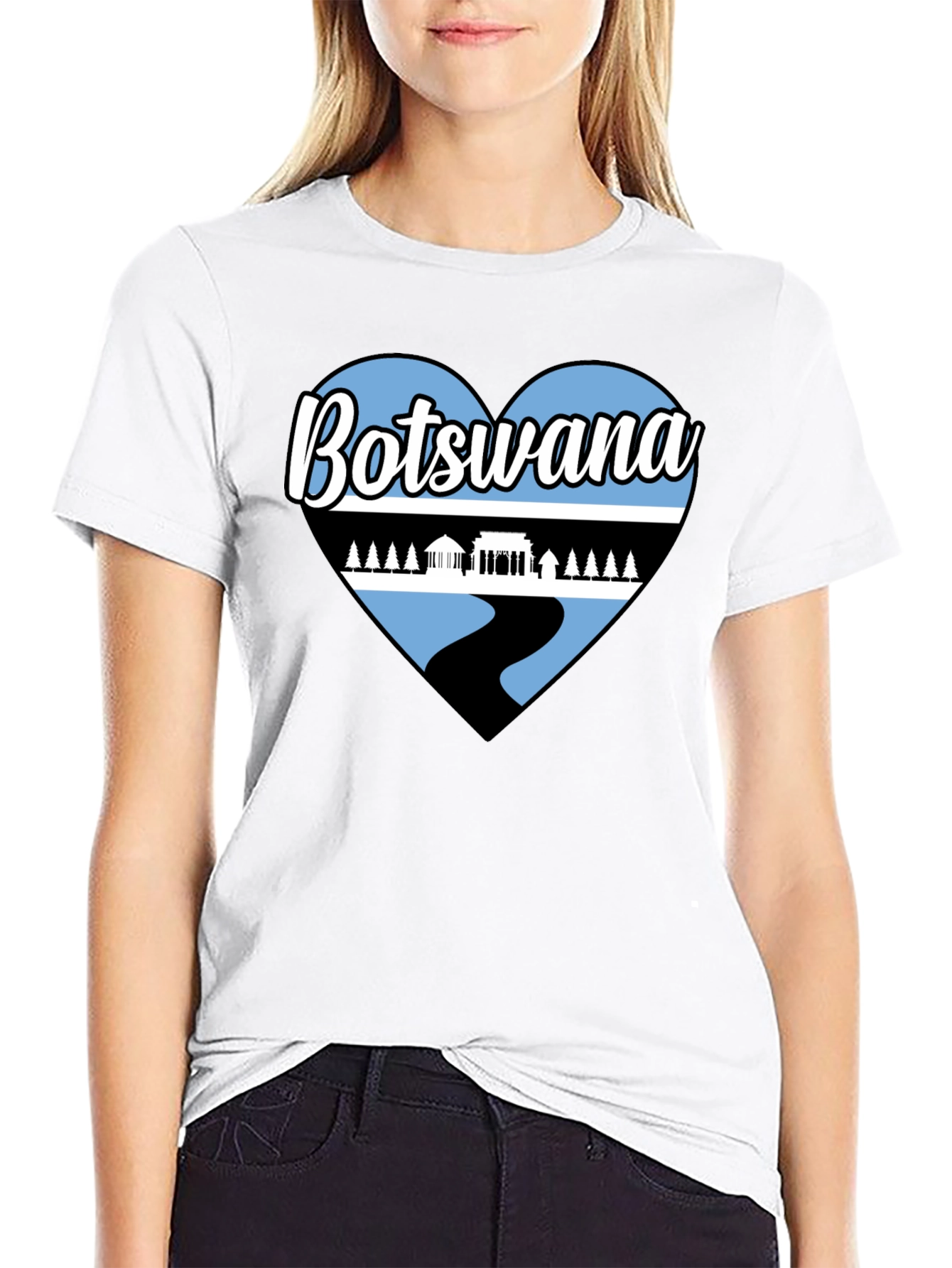 Botswana Heart T-Shirt - Black