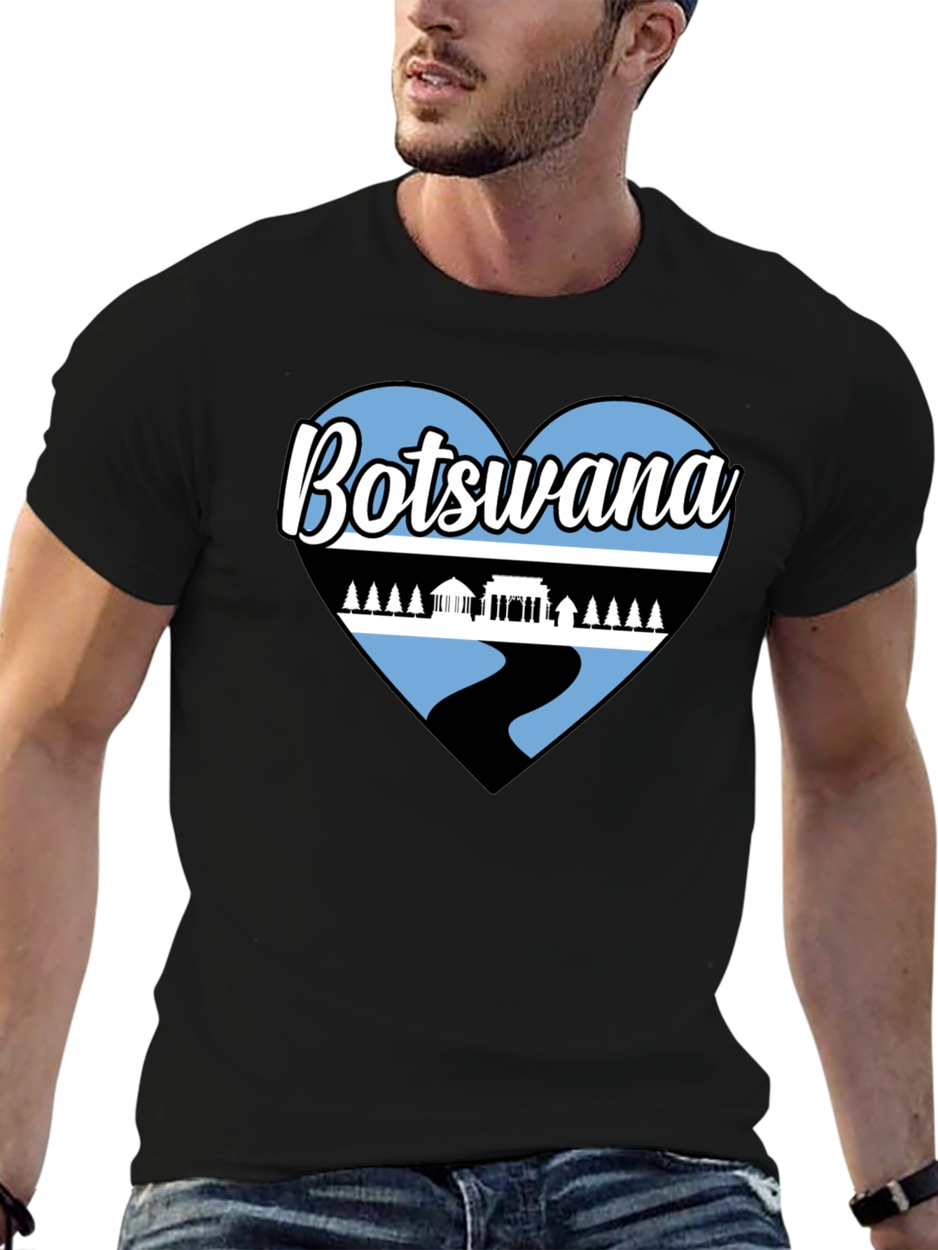 Botswana Heart T-Shirt - Black
