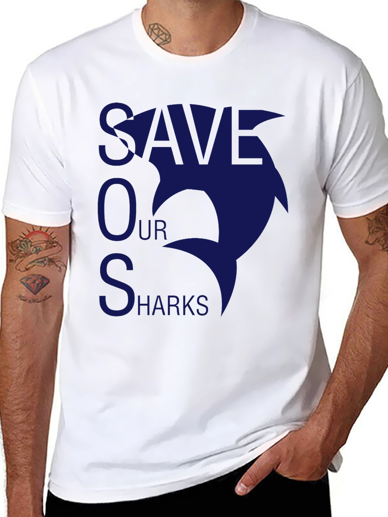 Save Our Sharks T-Shirt - Black Cotton Tee