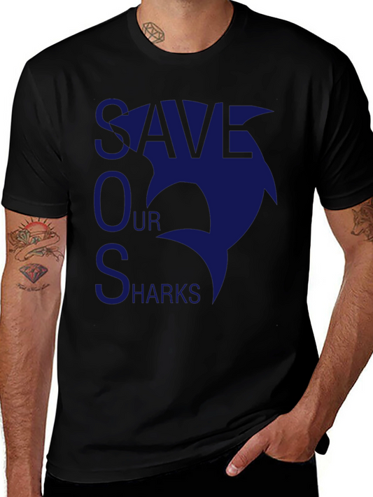 Save Our Sharks T-Shirt - Black Cotton Tee