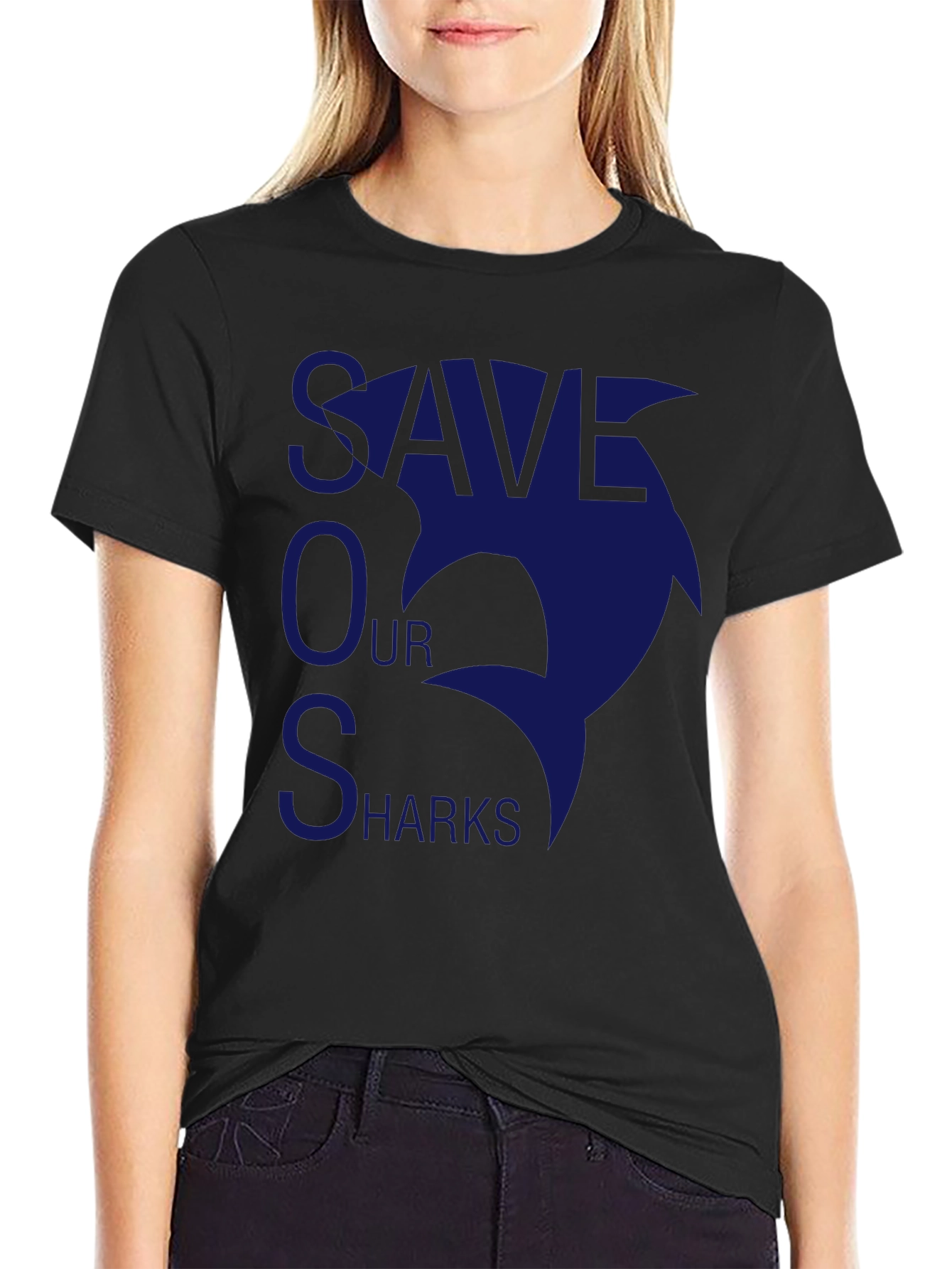 Save Our Sharks T-Shirt - Black Cotton Tee