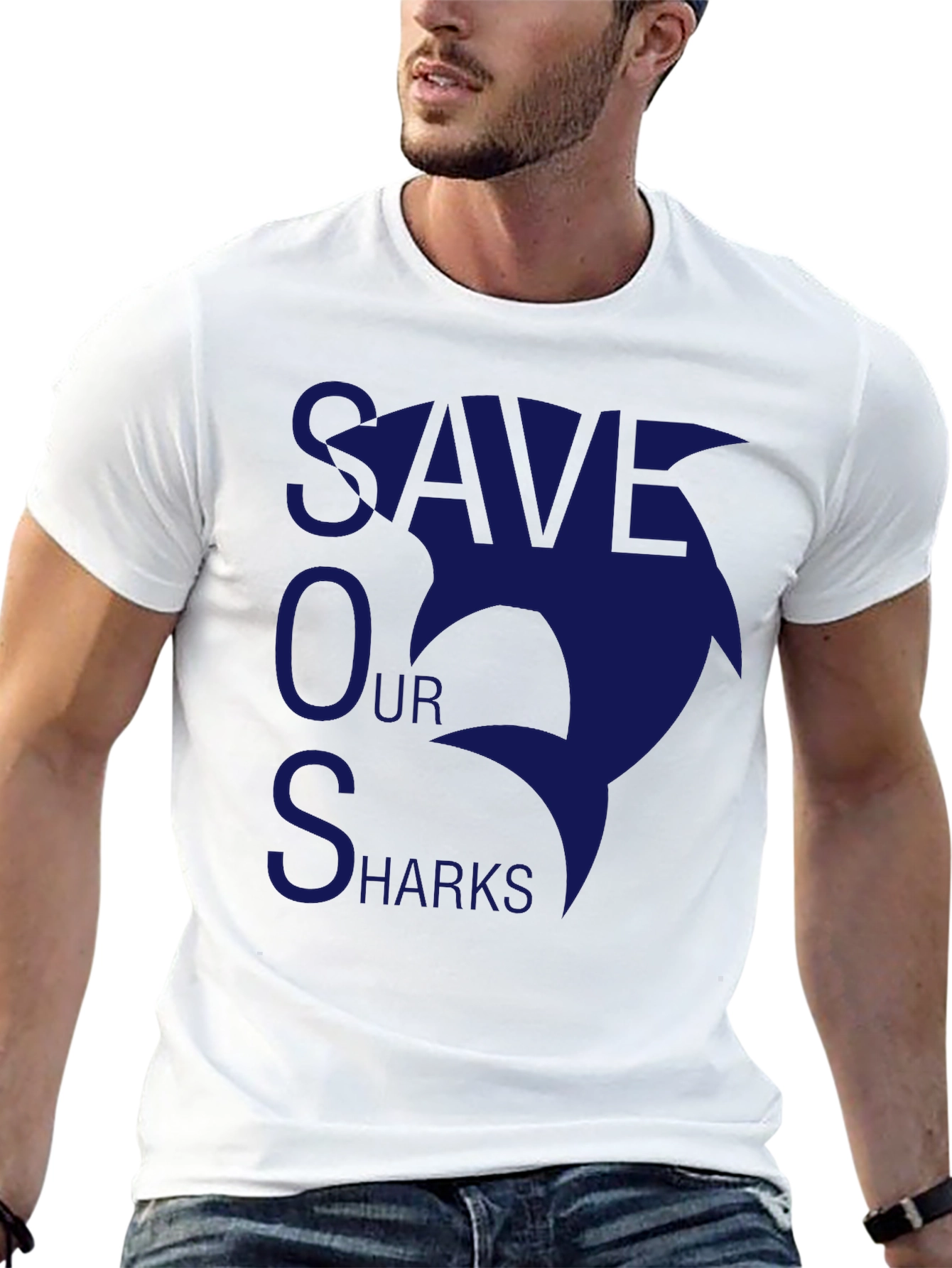 Save Our Sharks T-Shirt - Black Cotton Tee
