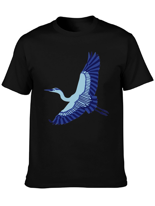 Black T-Shirt with Blue Heron Graphic