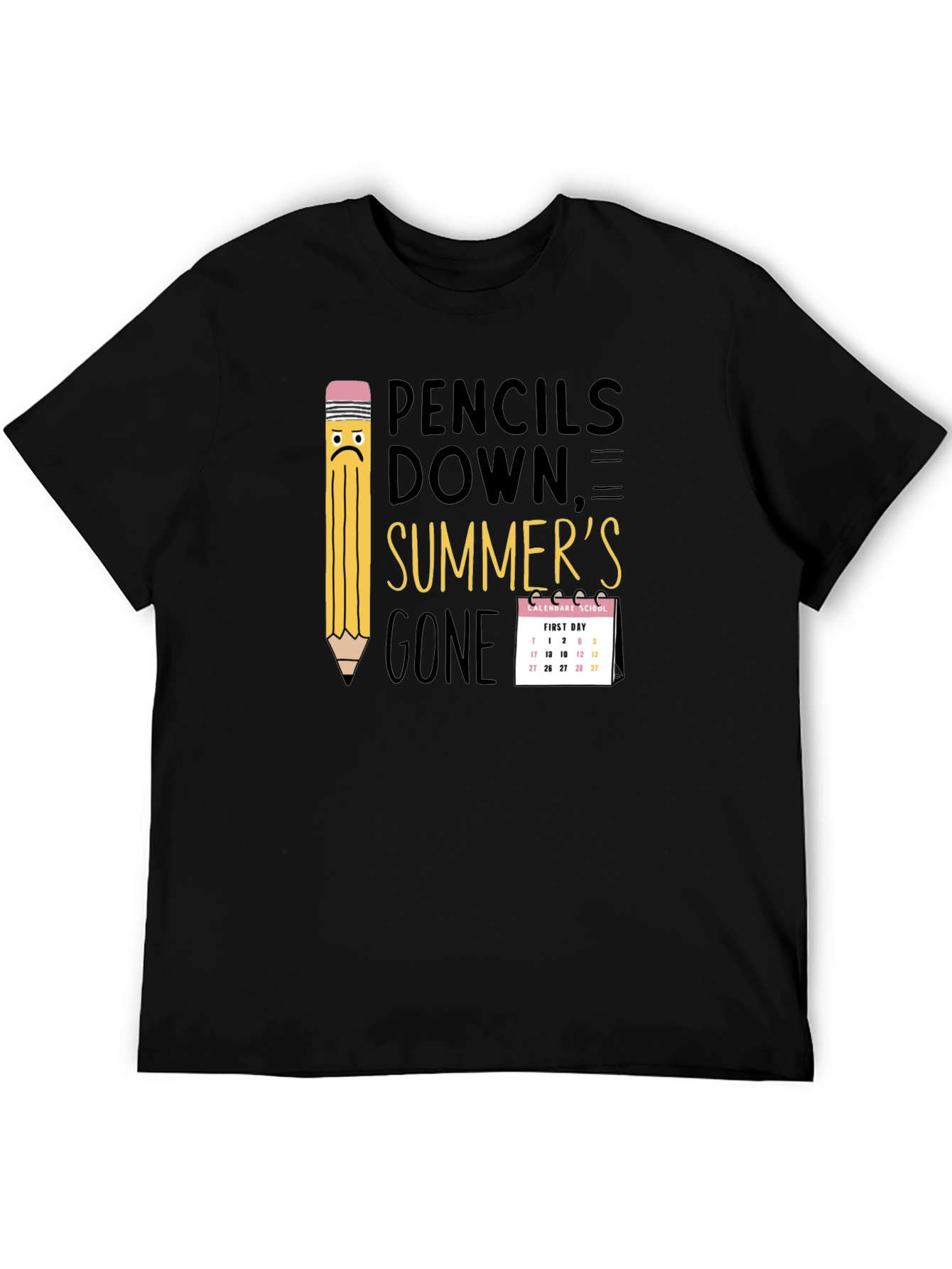 Pencils Down Summers Gone Black T-Shirt