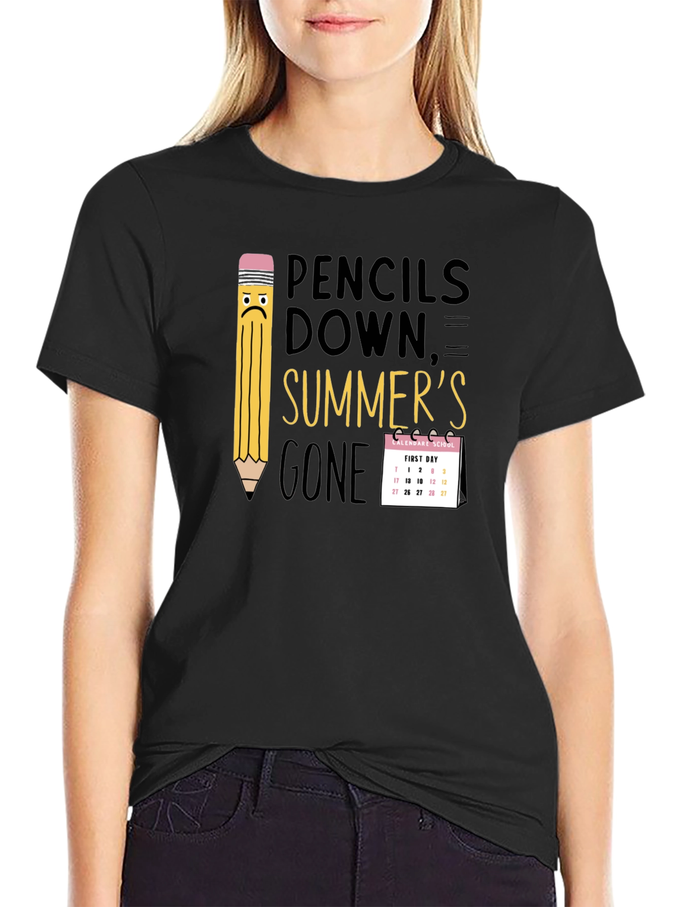 Pencils Down Summers Gone Black T-Shirt