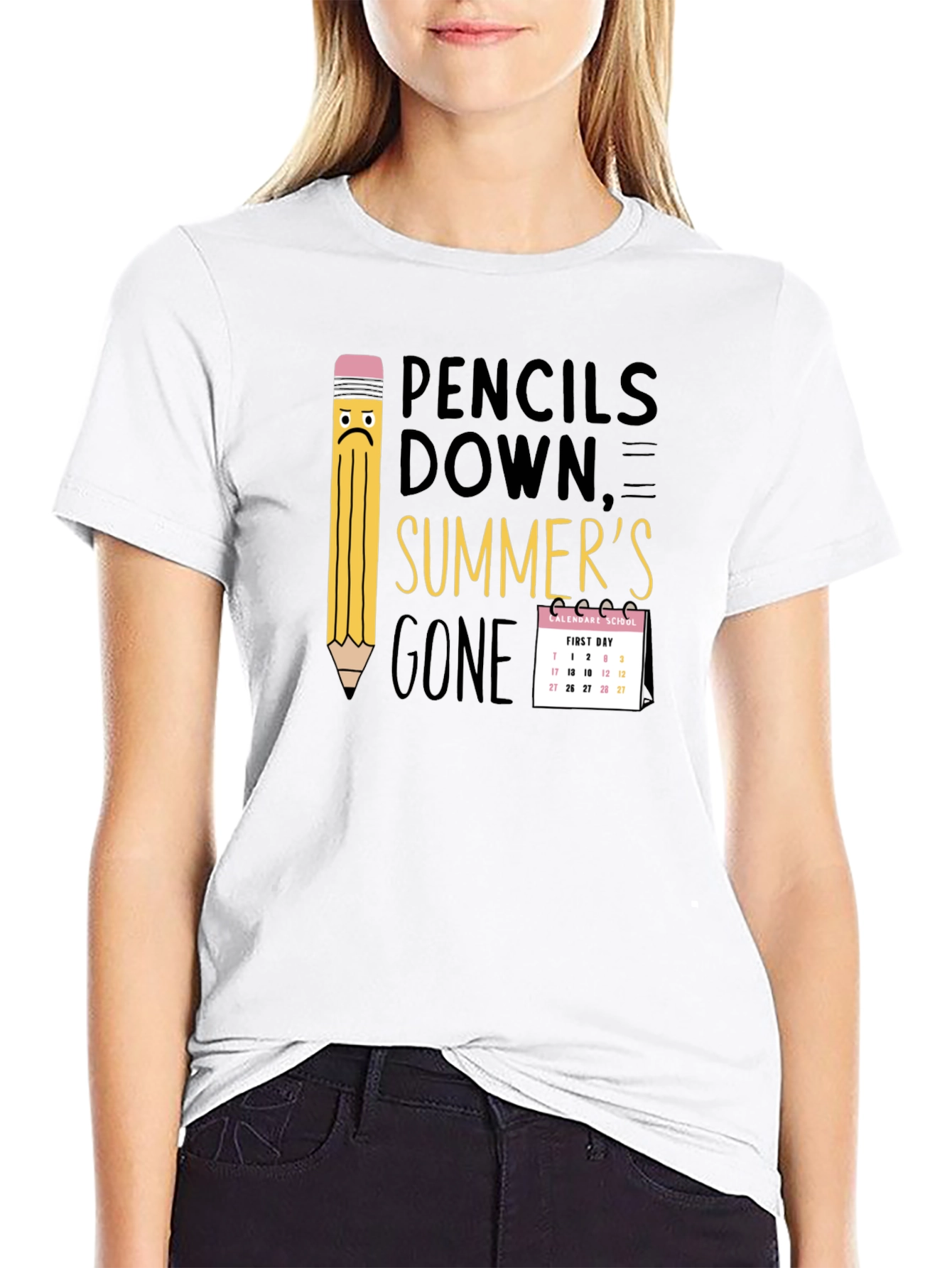 Pencils Down Summers Gone Black T-Shirt