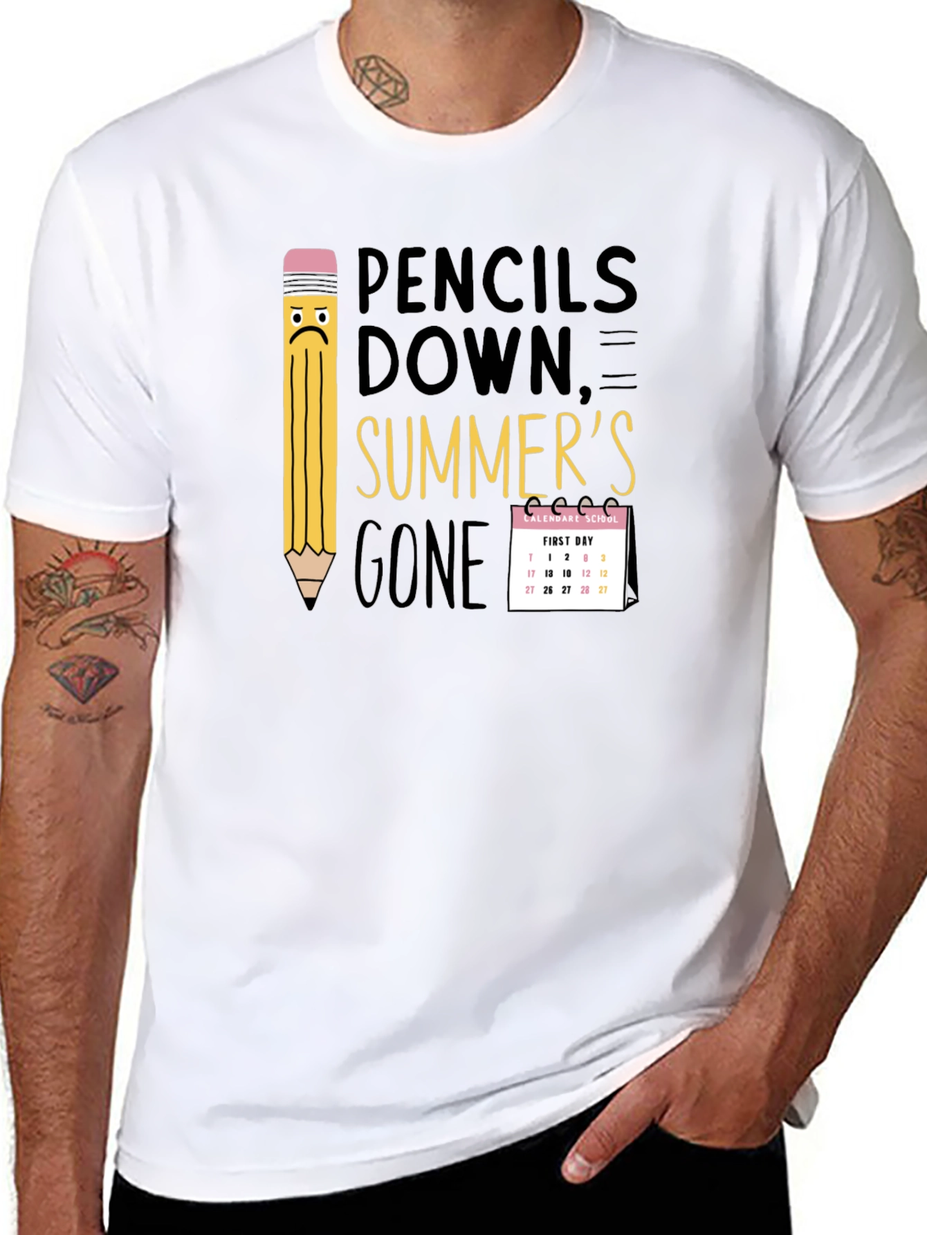 Pencils Down Summers Gone Black T-Shirt