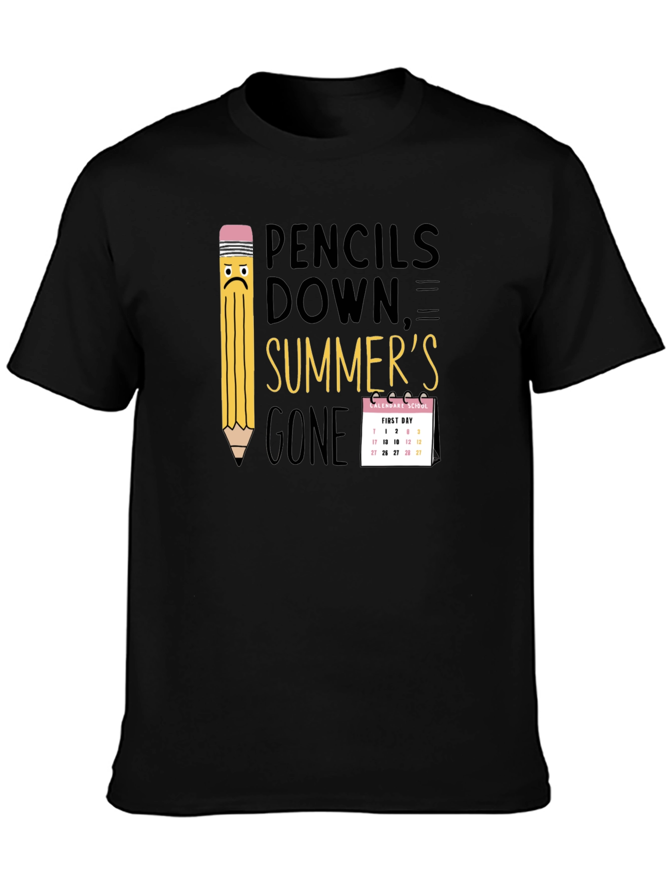 Pencils Down Summers Gone Black T-Shirt