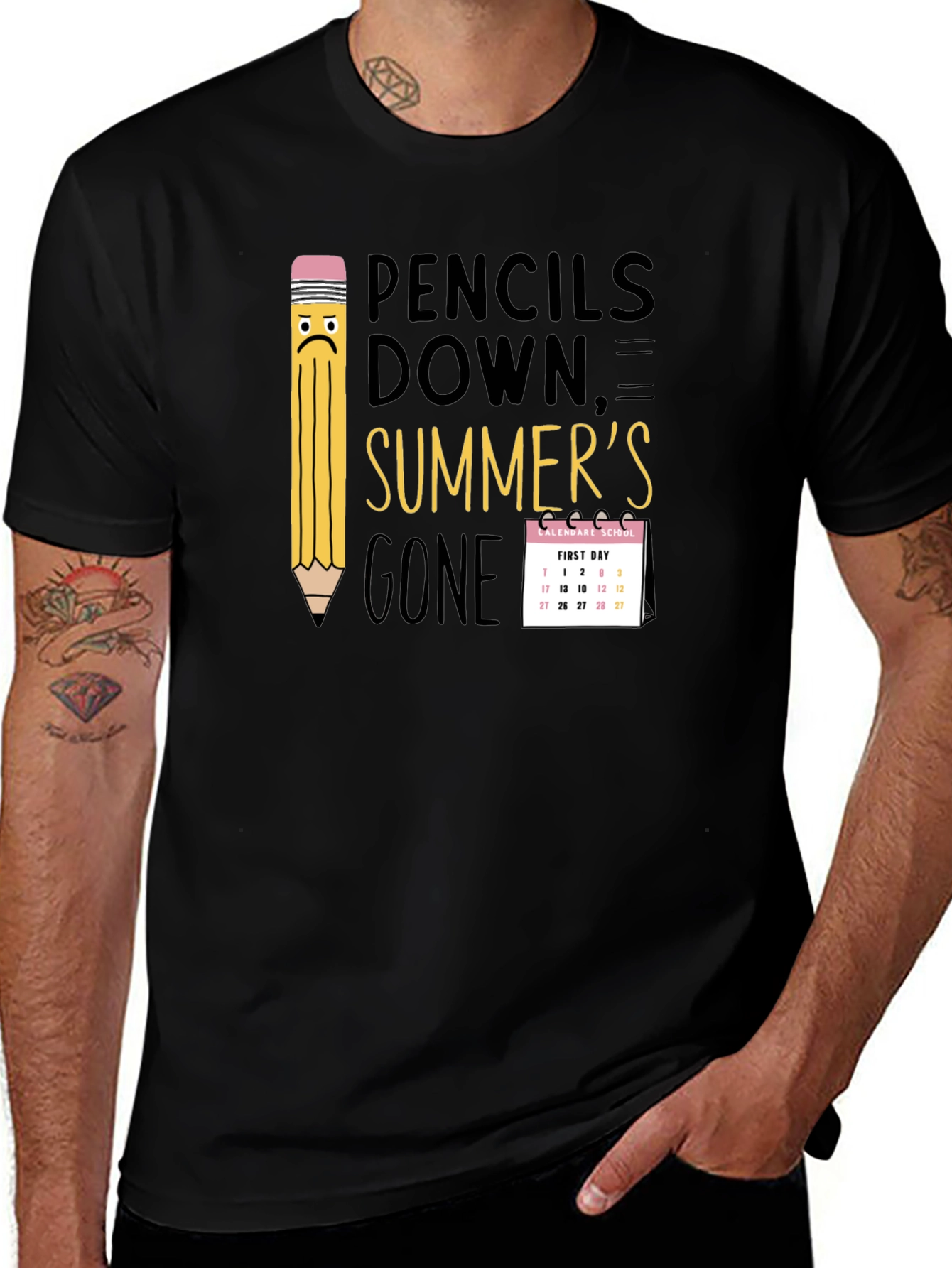 Pencils Down Summers Gone Black T-Shirt
