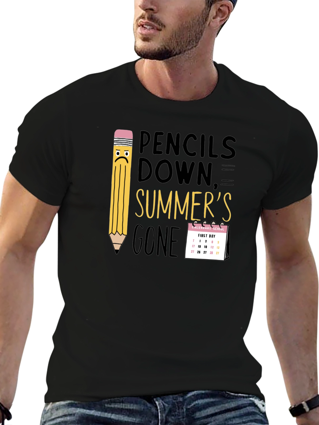 Pencils Down Summers Gone Black T-Shirt