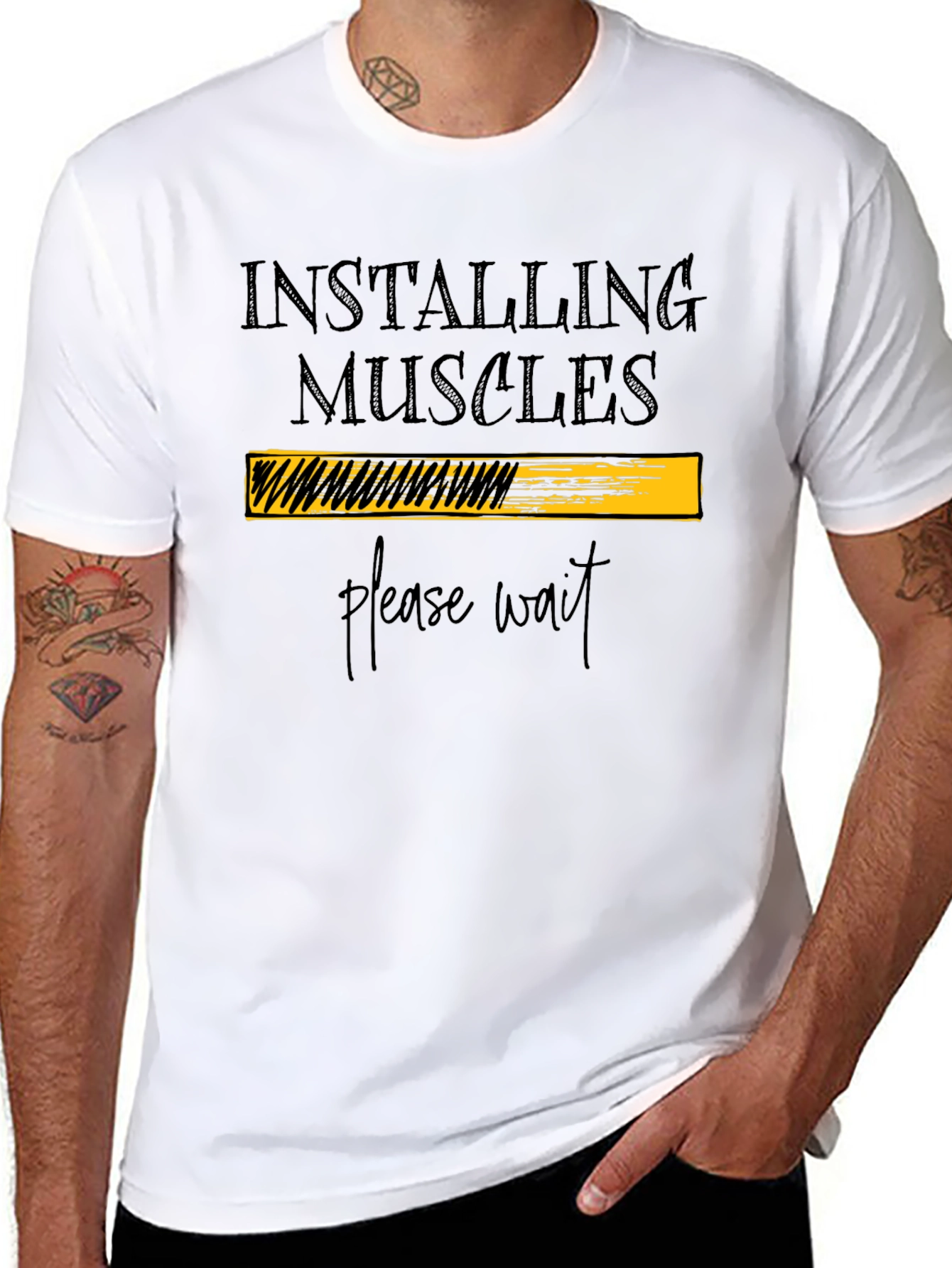 Installing Muscles T-Shirt - Funny Gym Workout Tee