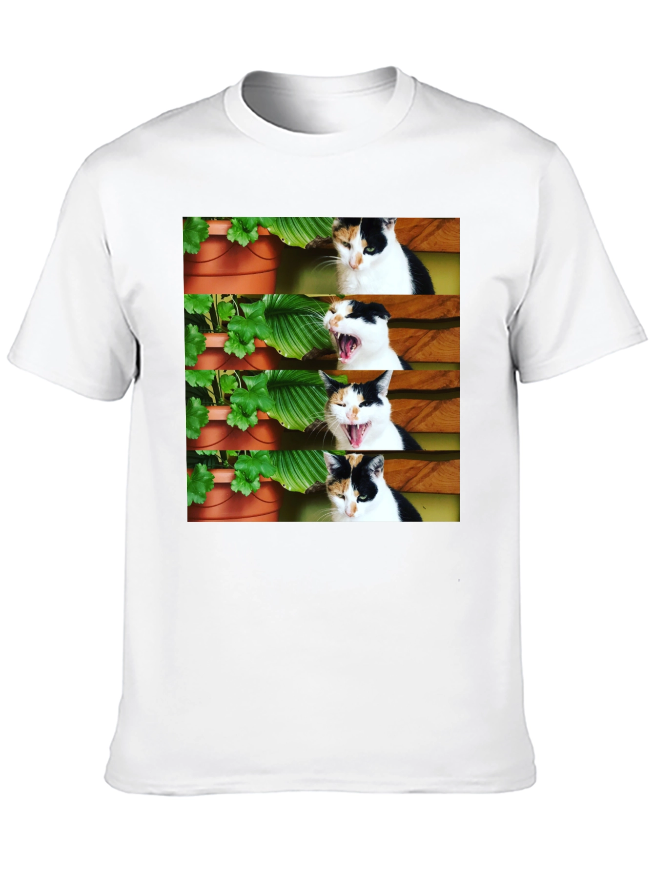 Funny Cat Yawn T-Shirt - Black Cotton Tee