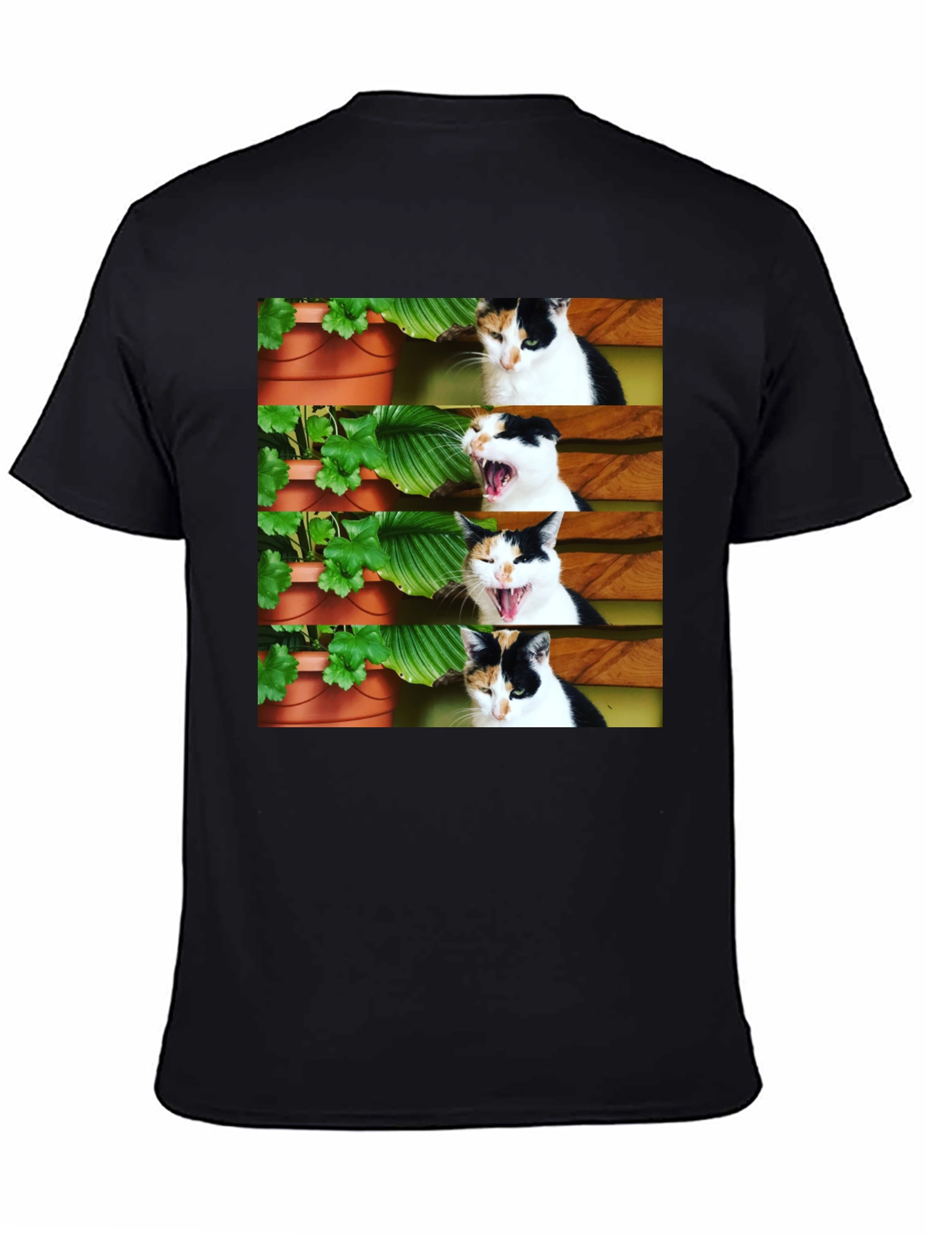 Funny Cat Yawn T-Shirt - Black Cotton Tee
