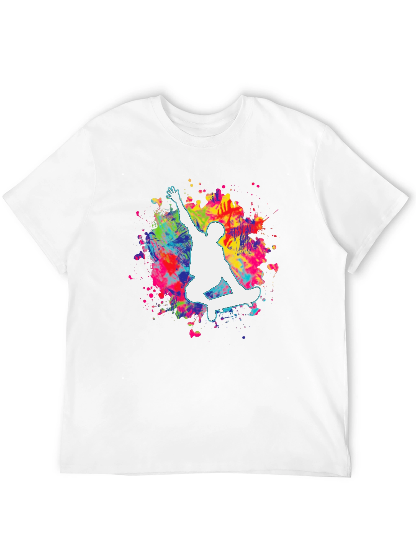 Skateboarder Paint Splatter Graphic T-Shirt