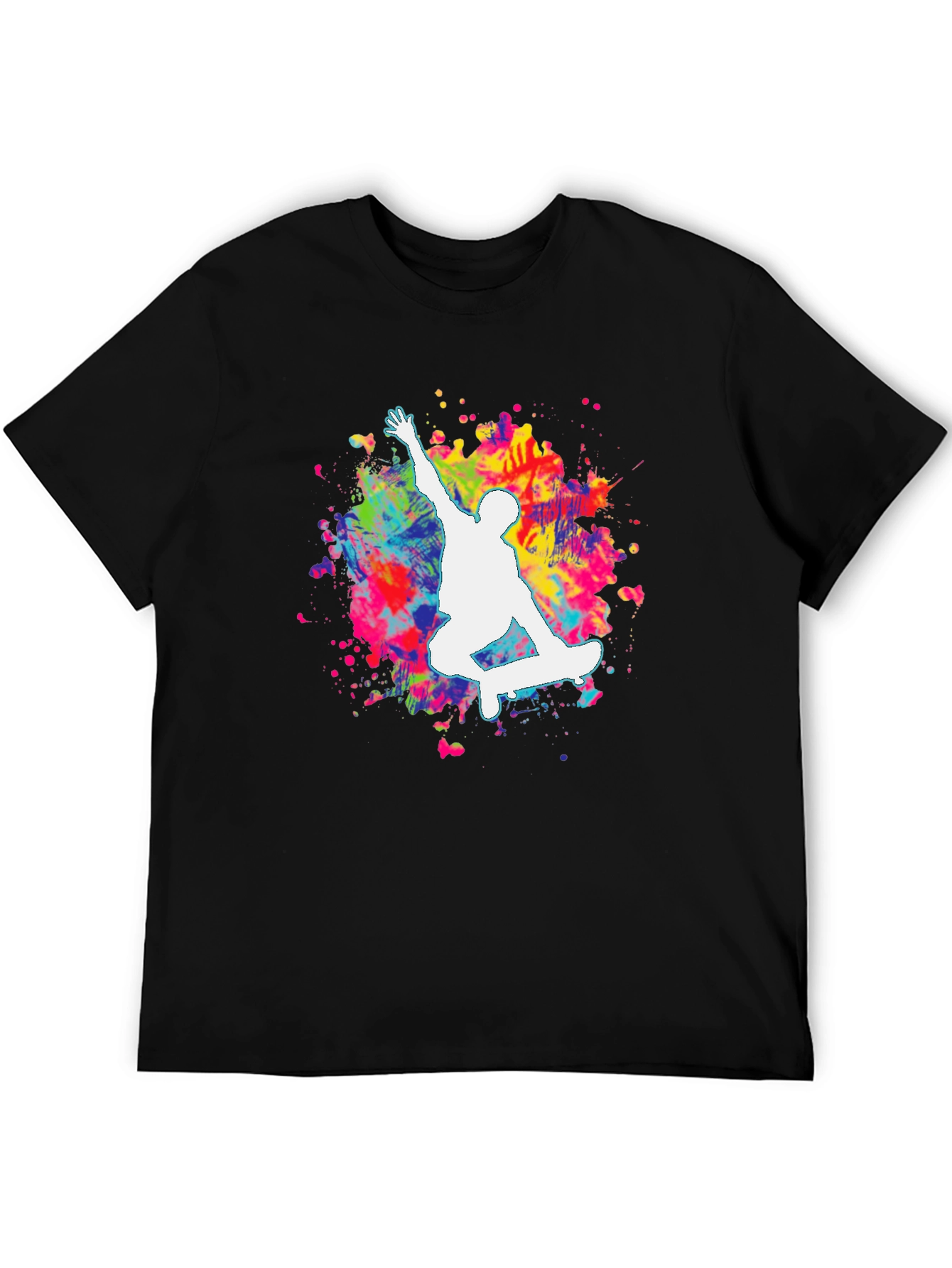 Skateboarder Paint Splatter Graphic T-Shirt