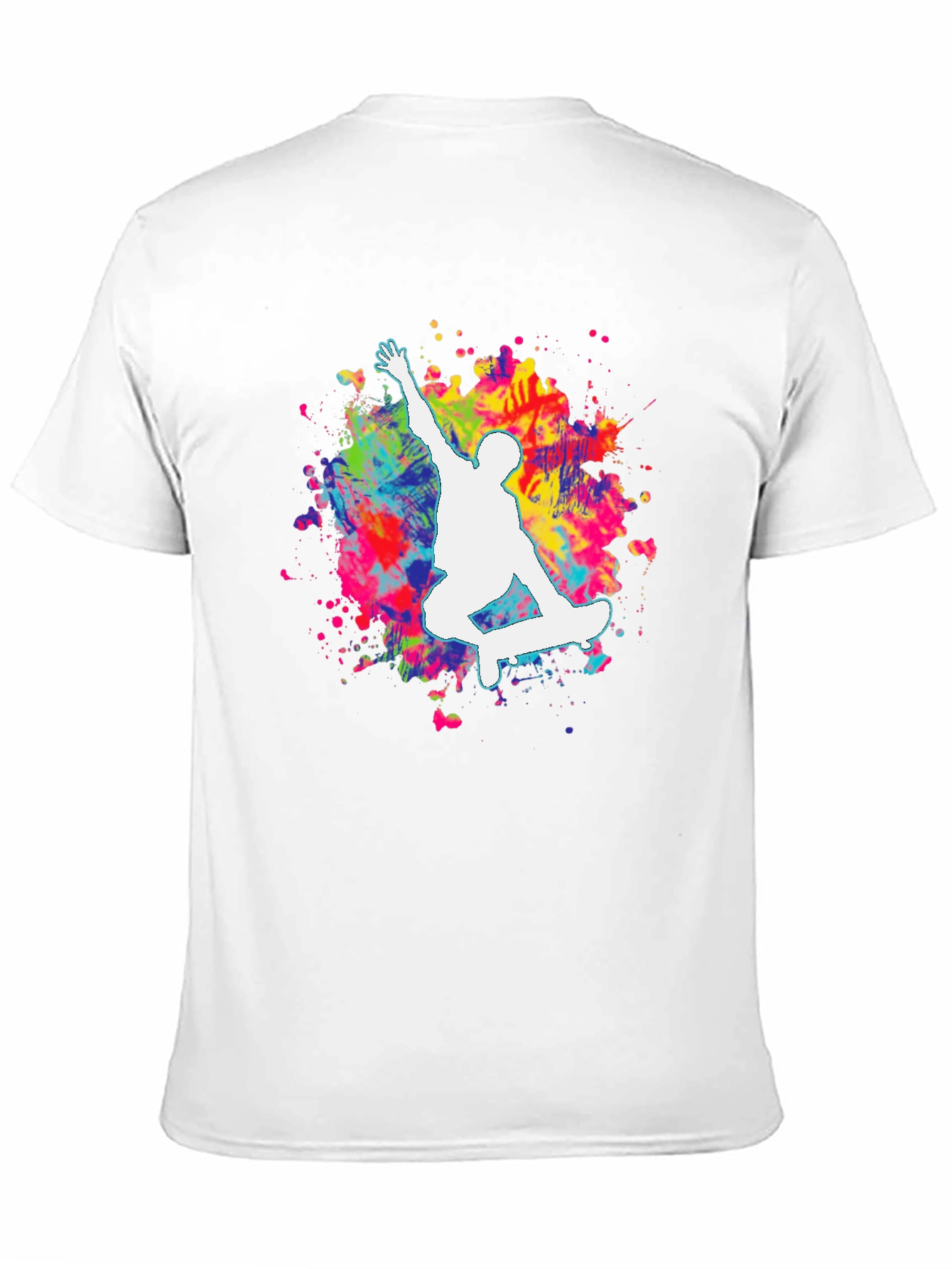 Skateboarder Paint Splatter Graphic T-Shirt