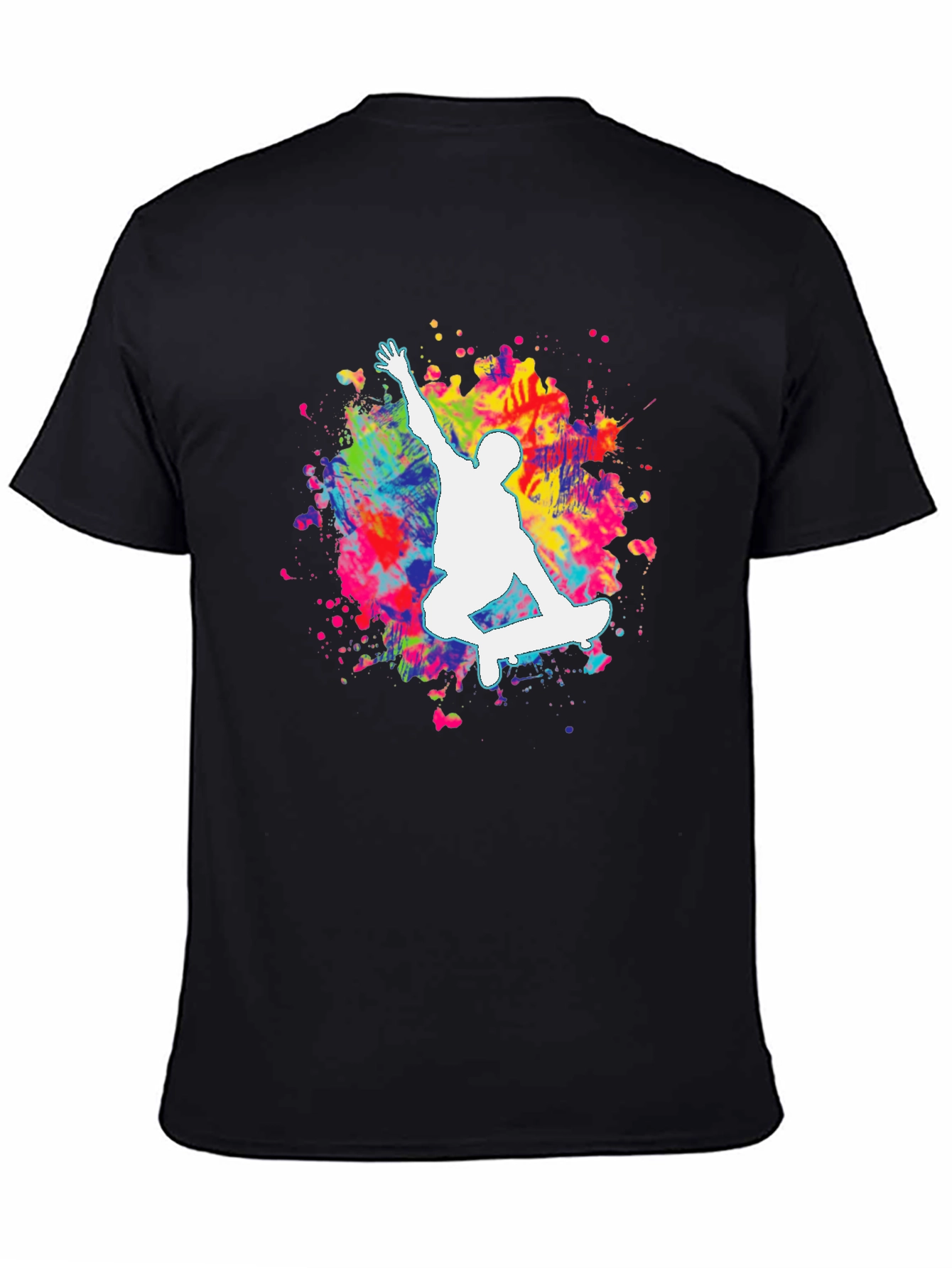 Skateboarder Paint Splatter Graphic T-Shirt