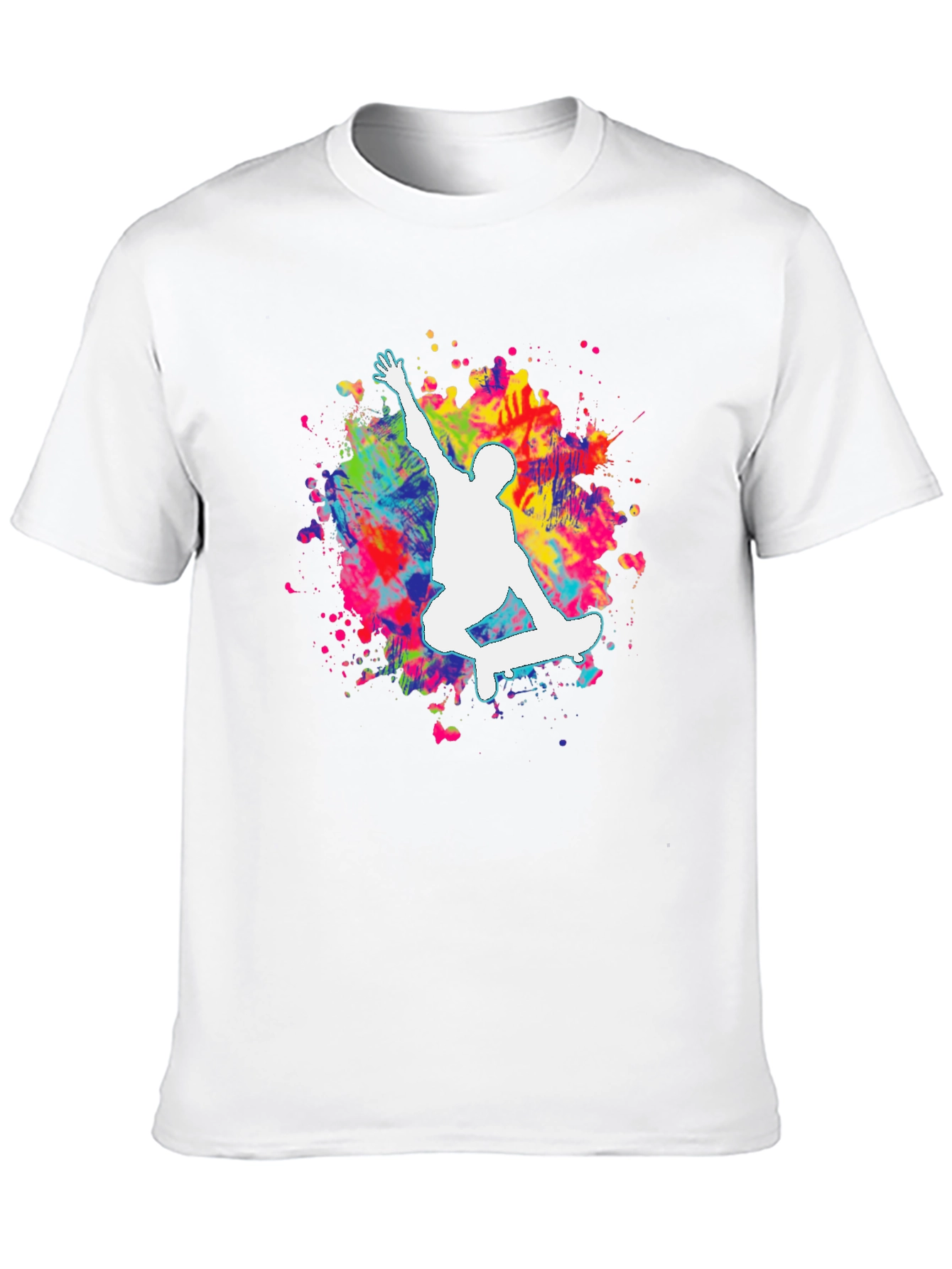 Skateboarder Paint Splatter Graphic T-Shirt