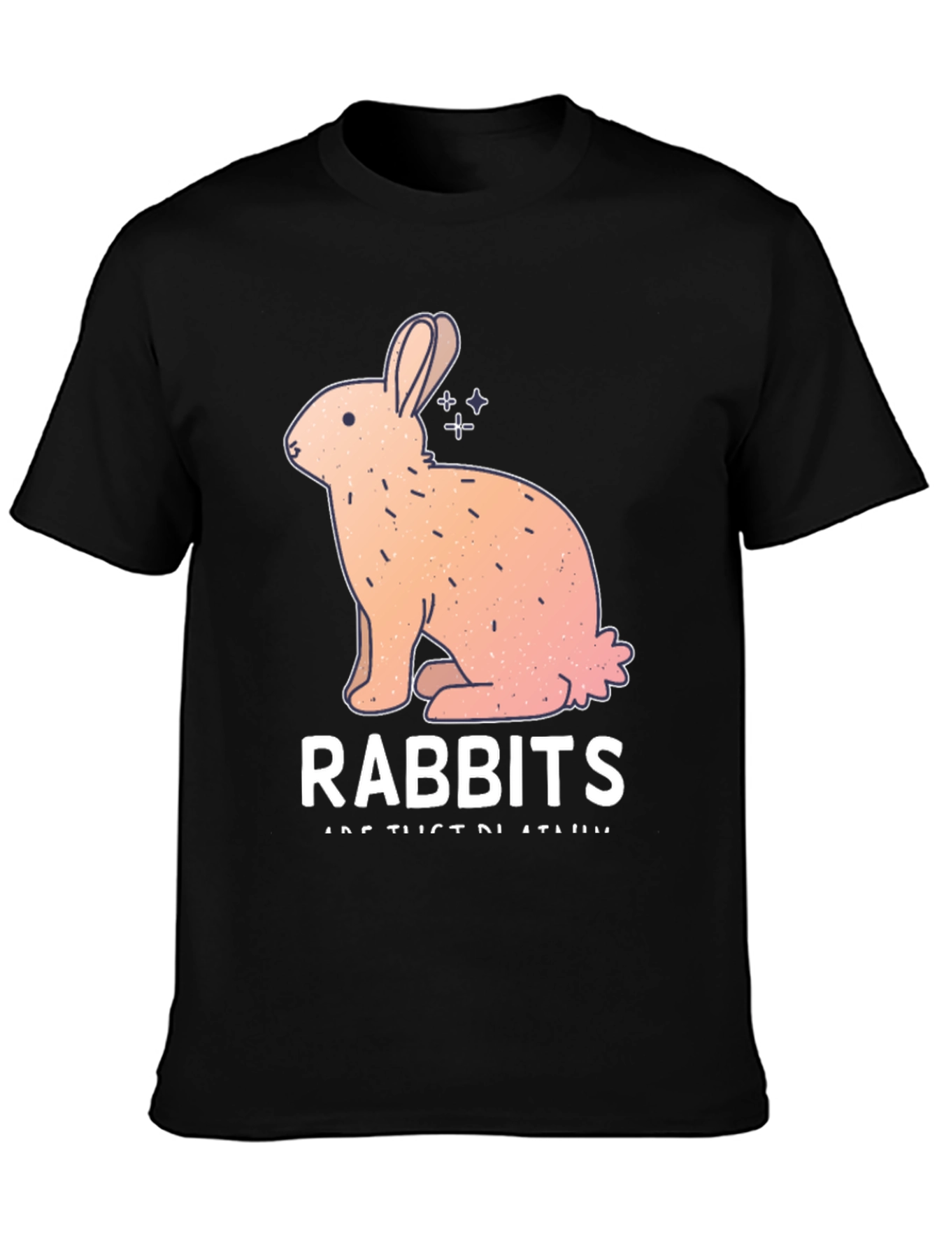 Rabbit Graphic Print Black T-Shirt