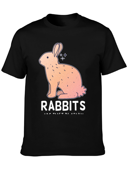 Rabbit Graphic Print Black T-Shirt