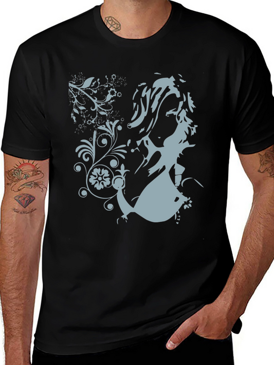 Stylish Graphic Print Black Cotton T-Shirt