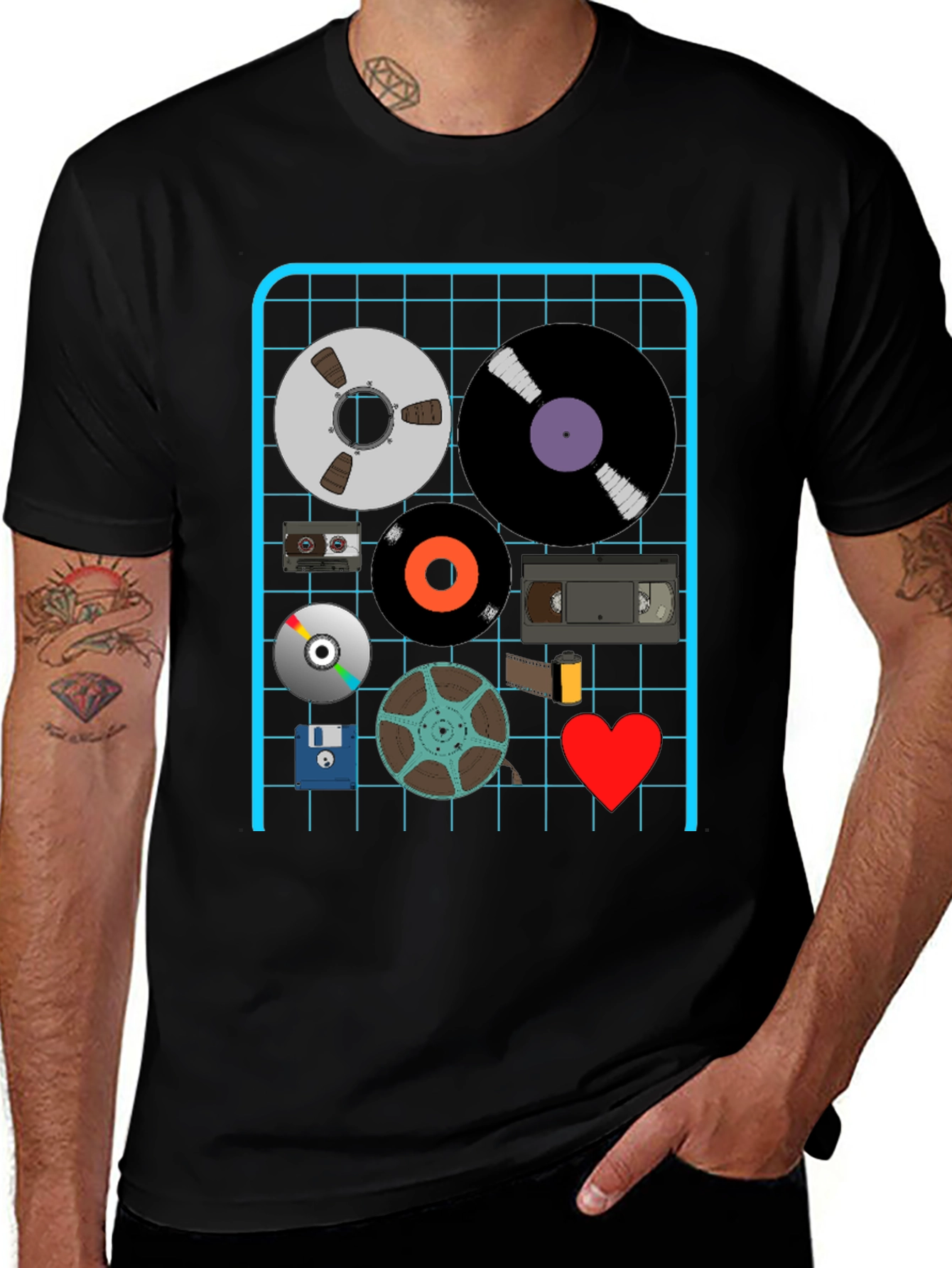 Retro Media Black T-Shirt