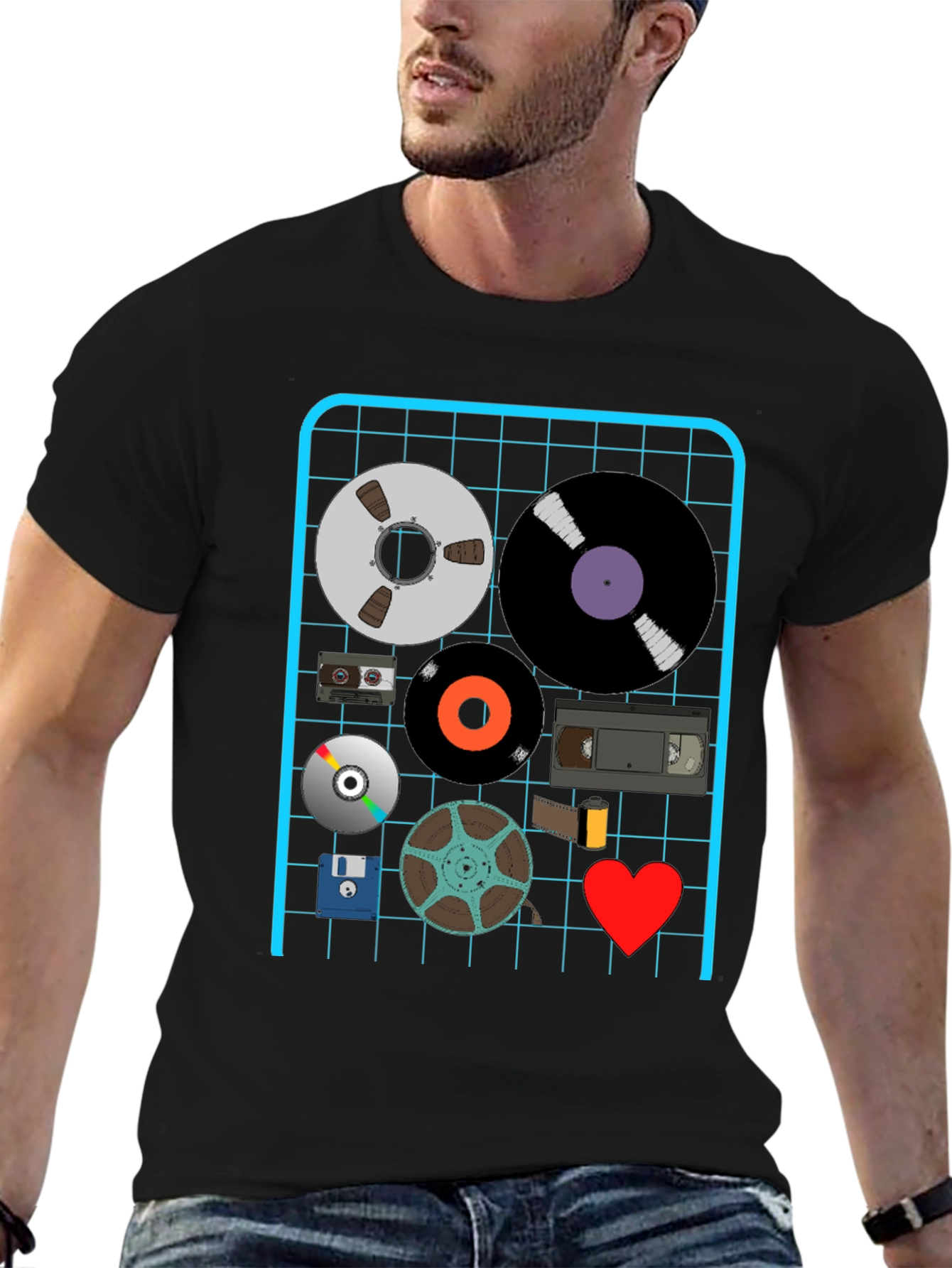 Retro Media Black T-Shirt