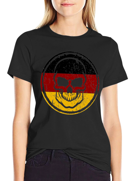 German Flag Skull Graphic T-Shirt