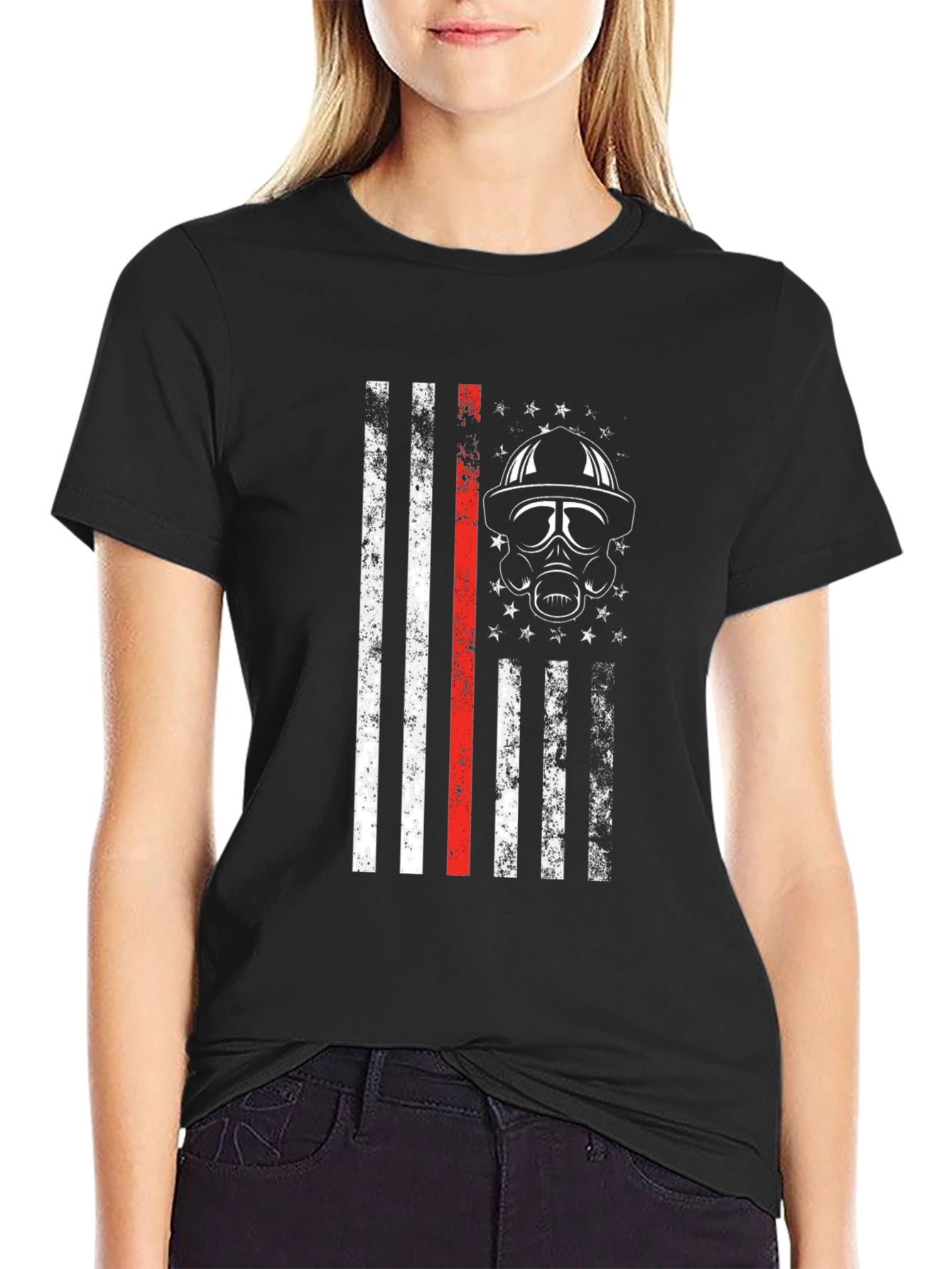 Firefighter Flag T-Shirt - Thin Red Line