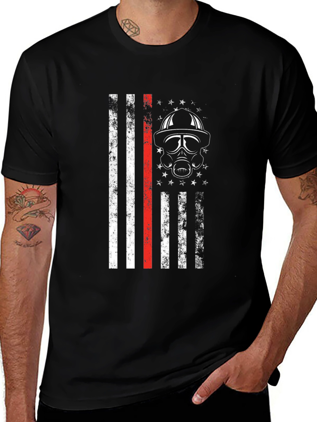 Firefighter Flag T-Shirt - Thin Red Line