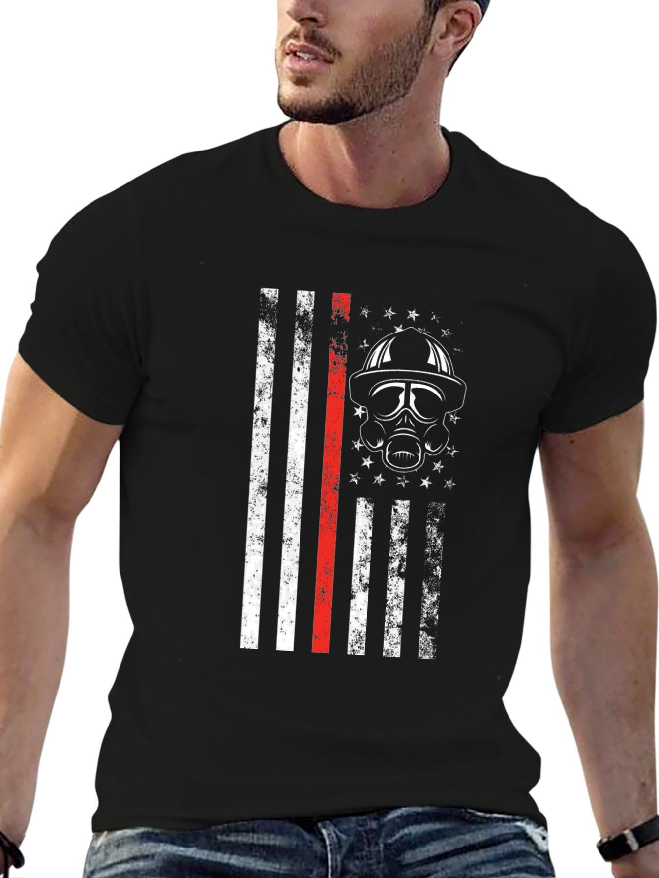 Firefighter Flag T-Shirt - Thin Red Line