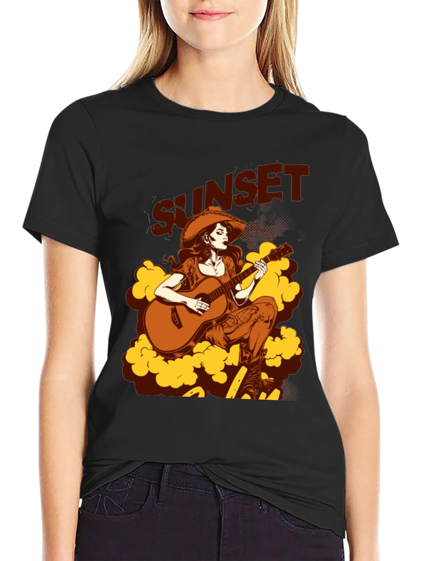 Sunset Cowgirl Graphic Tee - Country Western Style