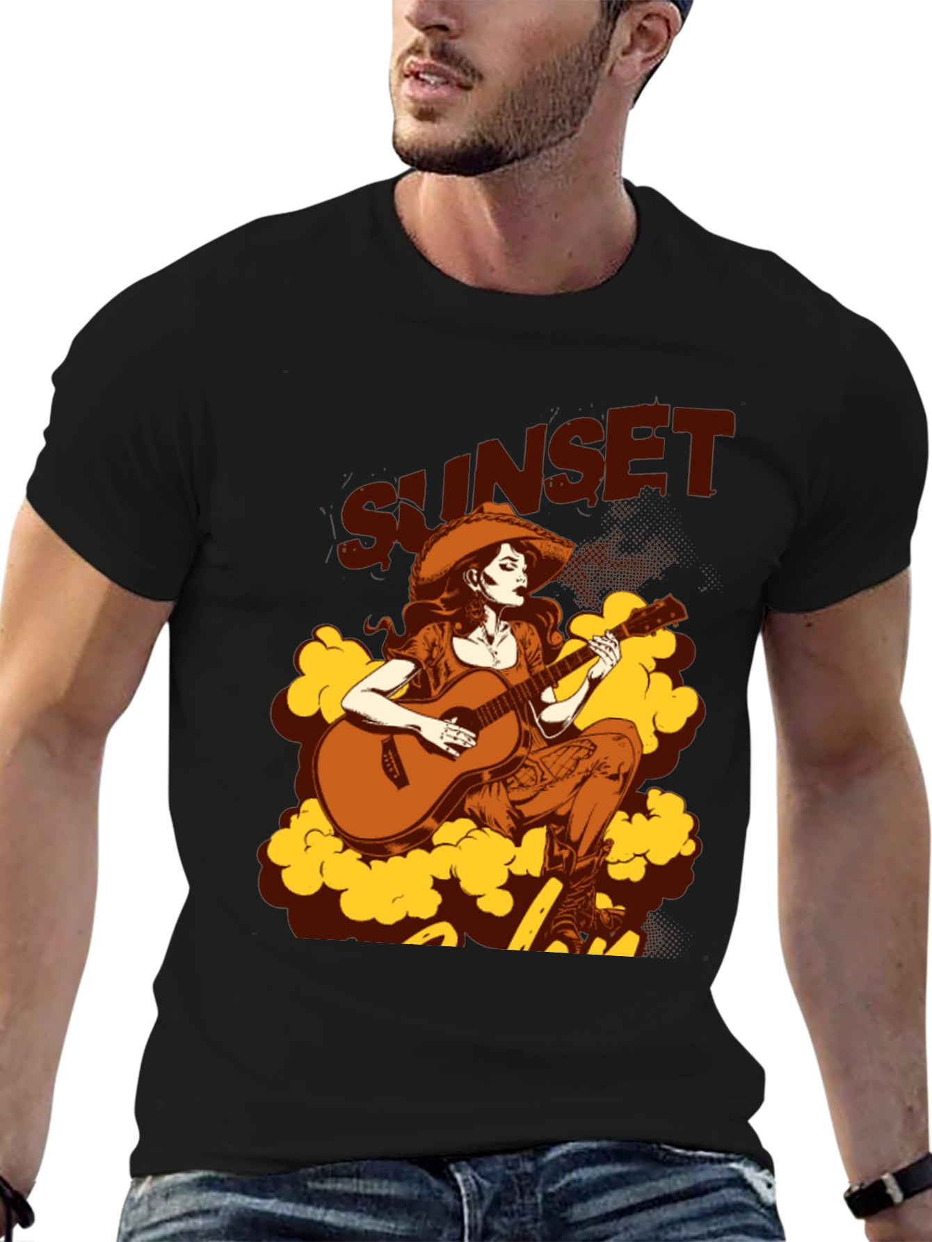 Sunset Cowgirl Graphic Tee - Country Western Style