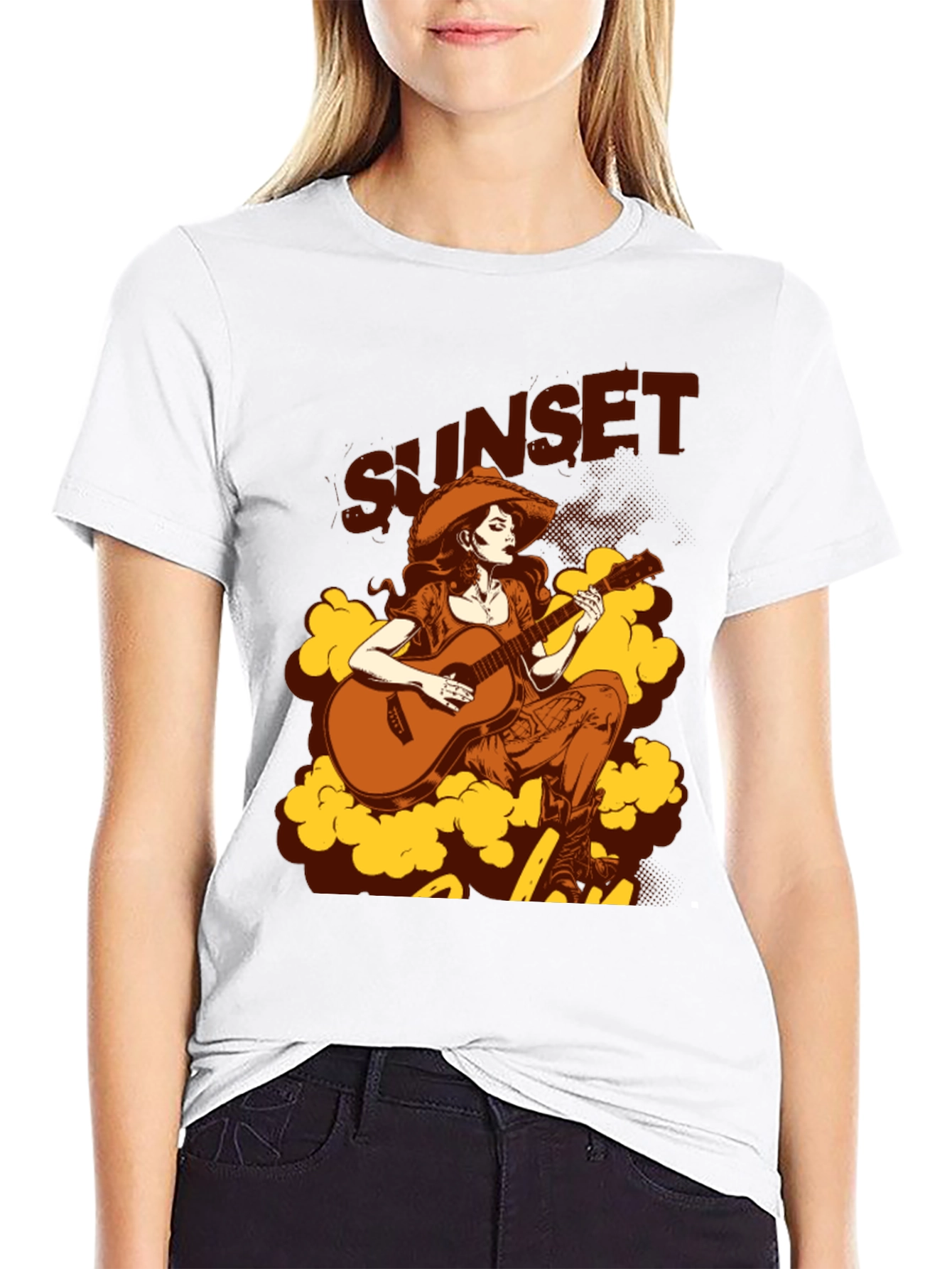 Sunset Cowgirl Graphic Tee - Country Western Style