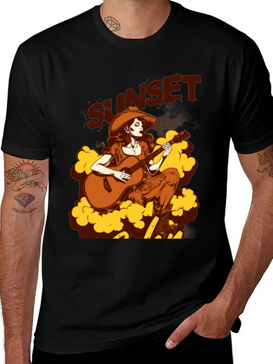 Sunset Cowgirl Graphic Tee - Country Western Style