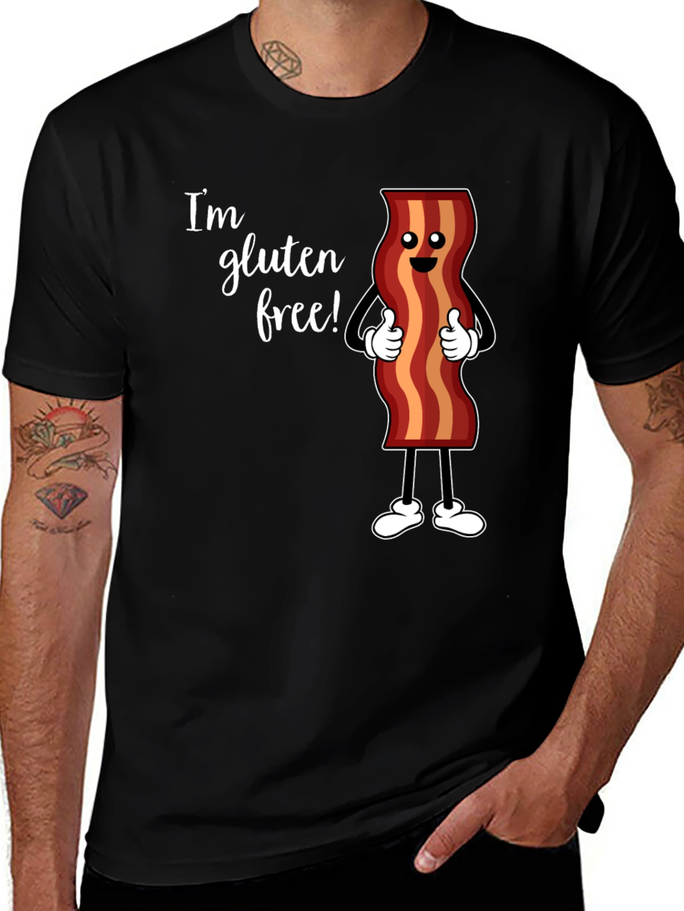 Gluten Free Bacon T-Shirt Funny Foodie Tee