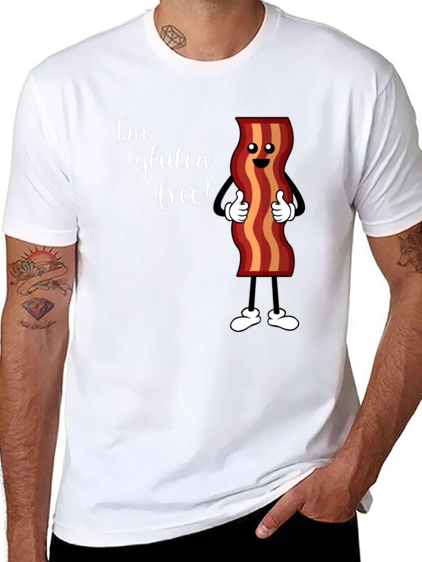 Gluten Free Bacon T-Shirt Funny Foodie Tee
