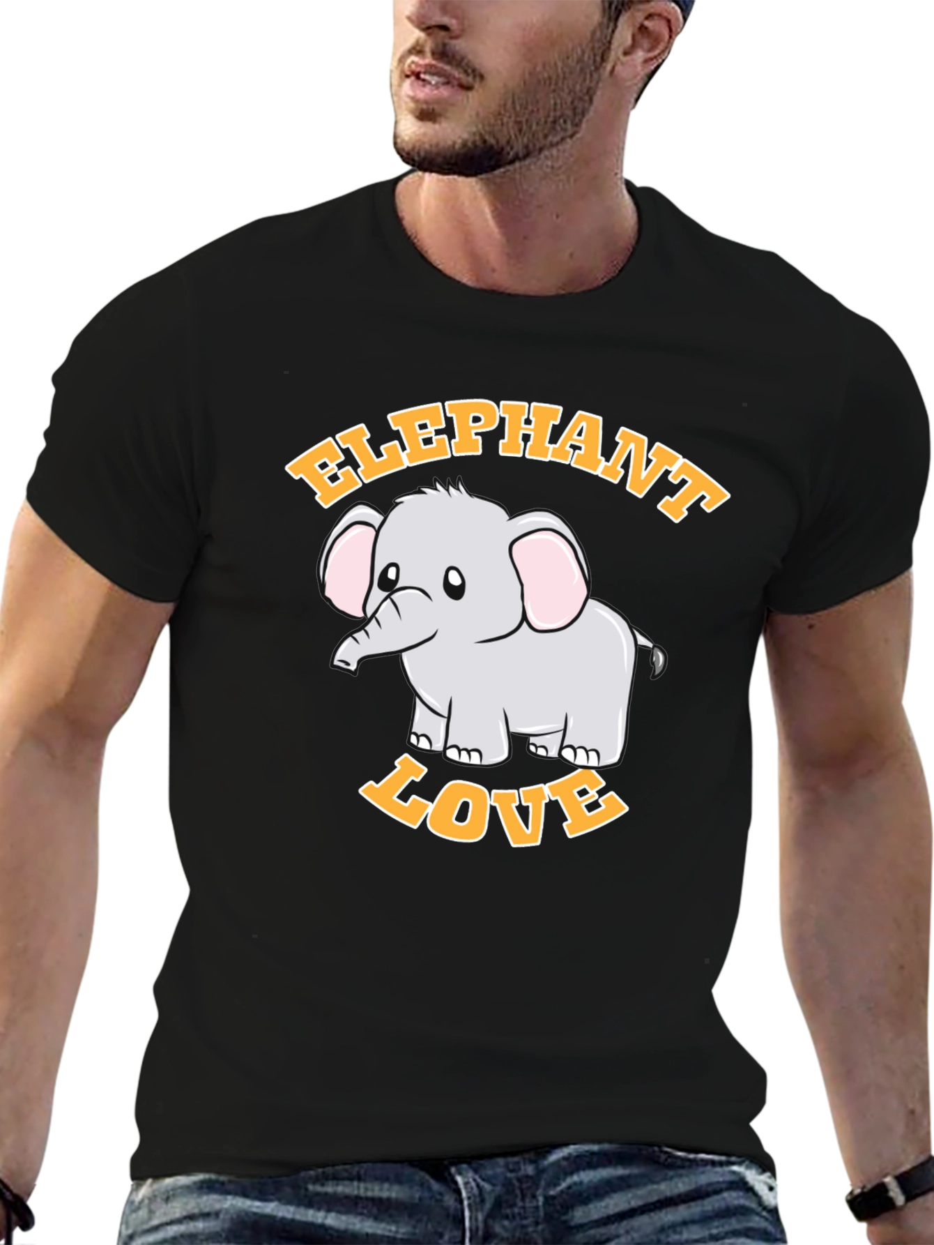 Elephant Love Graphic Tee - Cute Cartoon Design