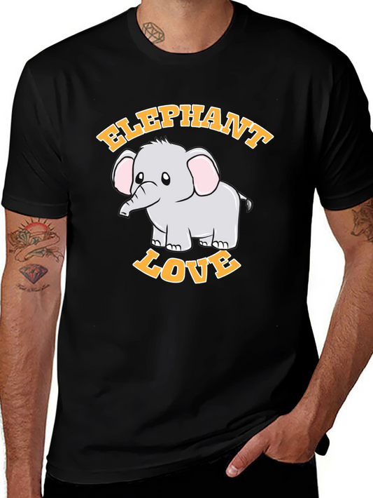 Elephant Love Graphic Tee - Cute Cartoon Design